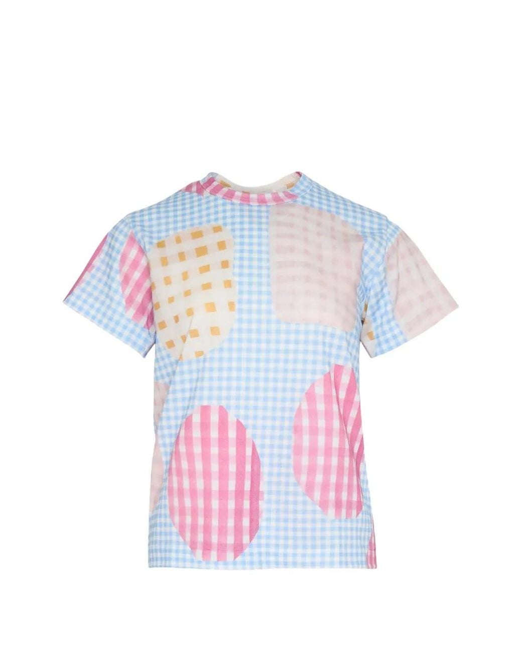 Tao Comme Des Garçons White T-Shirt Patchwork À Carreaux Vichy