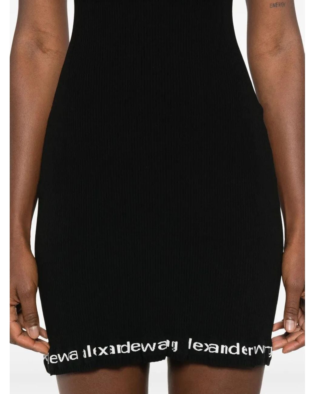 Alexander Wang Black Alexanderwang. T Alexander Wang Ribbed Short-Sleeve Dress