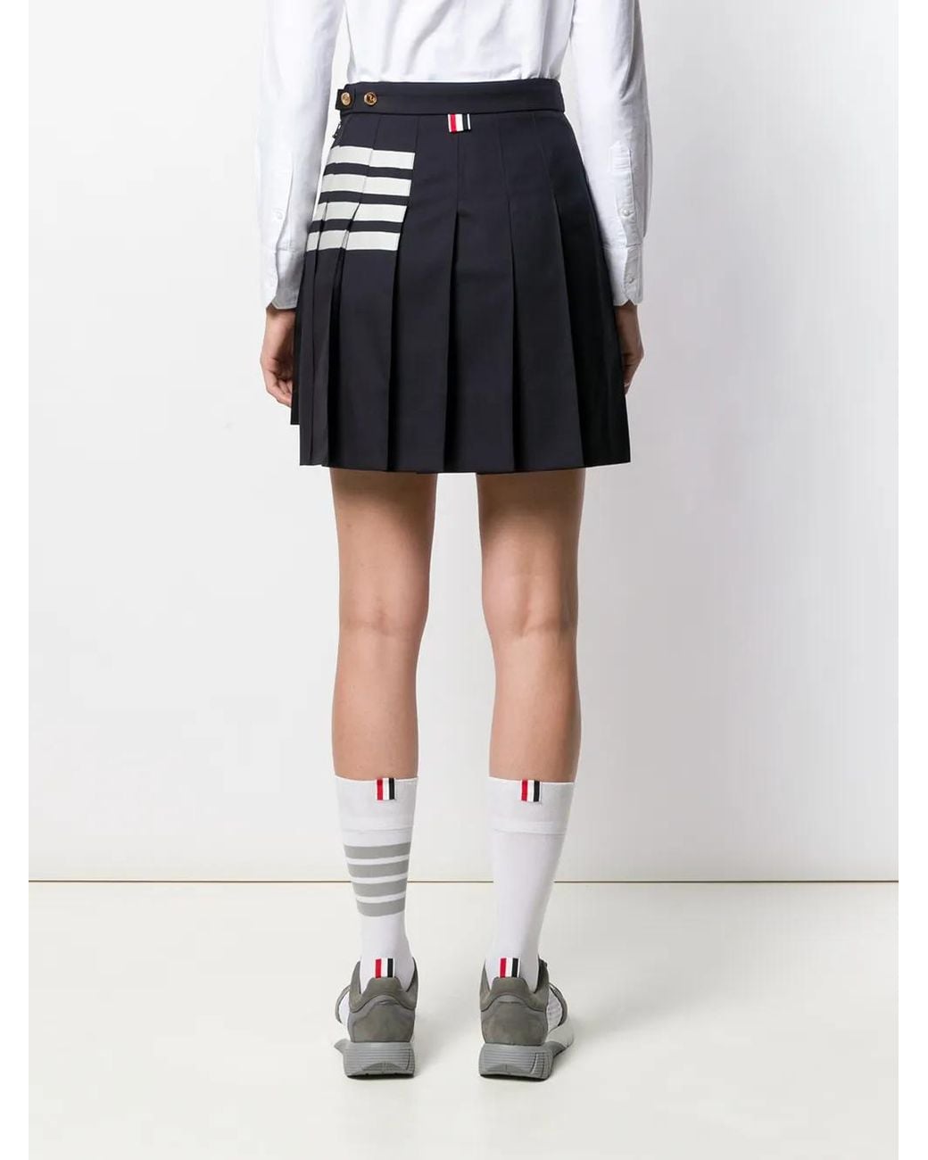 Thom Browne Blue Plain Weave 4-Bar Pleated Mini Skirt