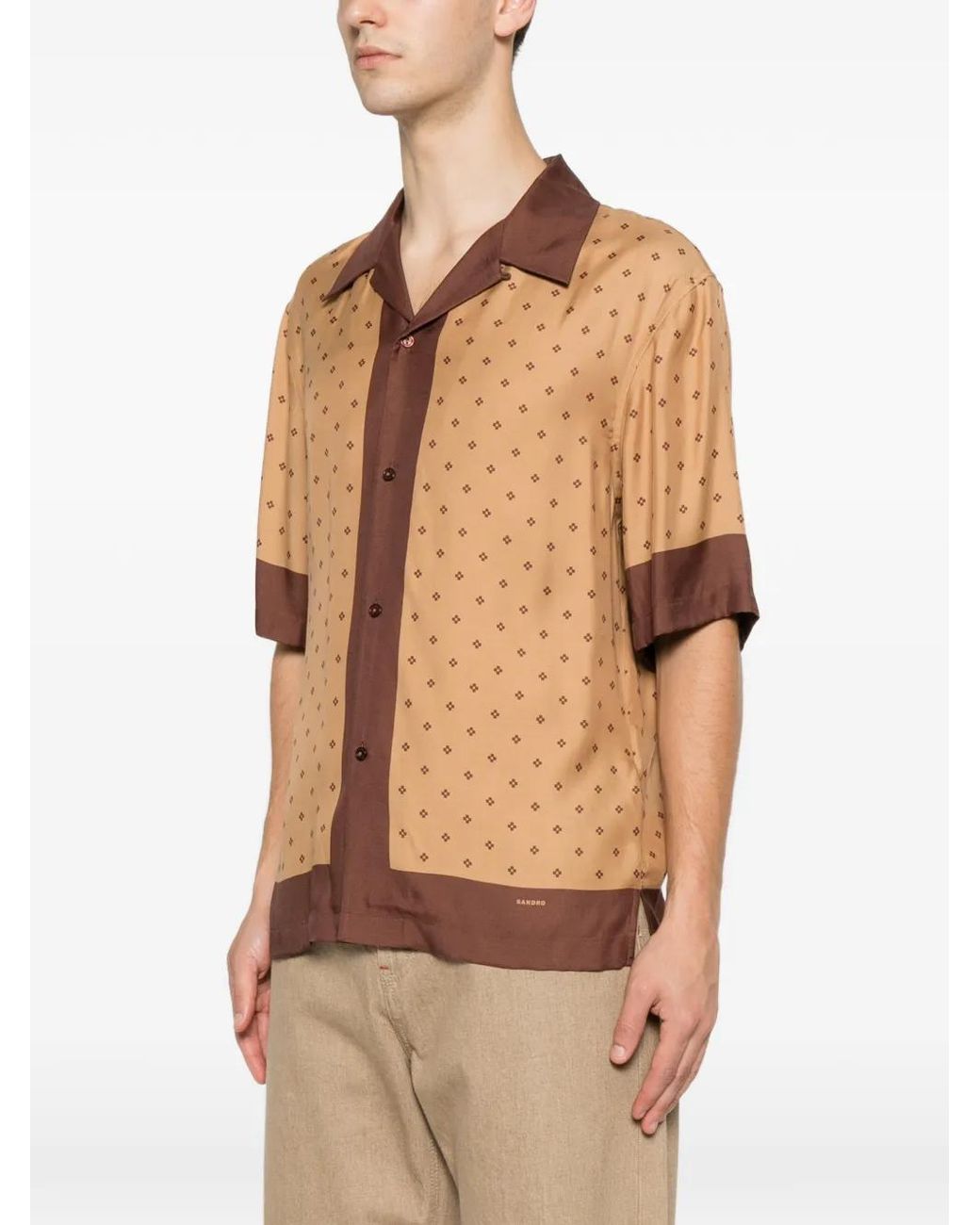 Sandro Natural Monogram-Pattern Shirt for men