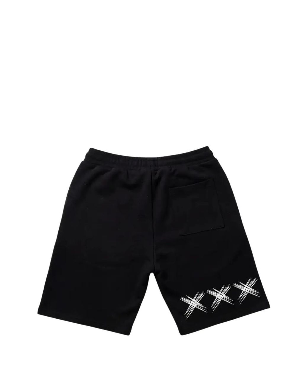 Exit Society Black Monogram X Logo-Print Drawstring Shorts for men