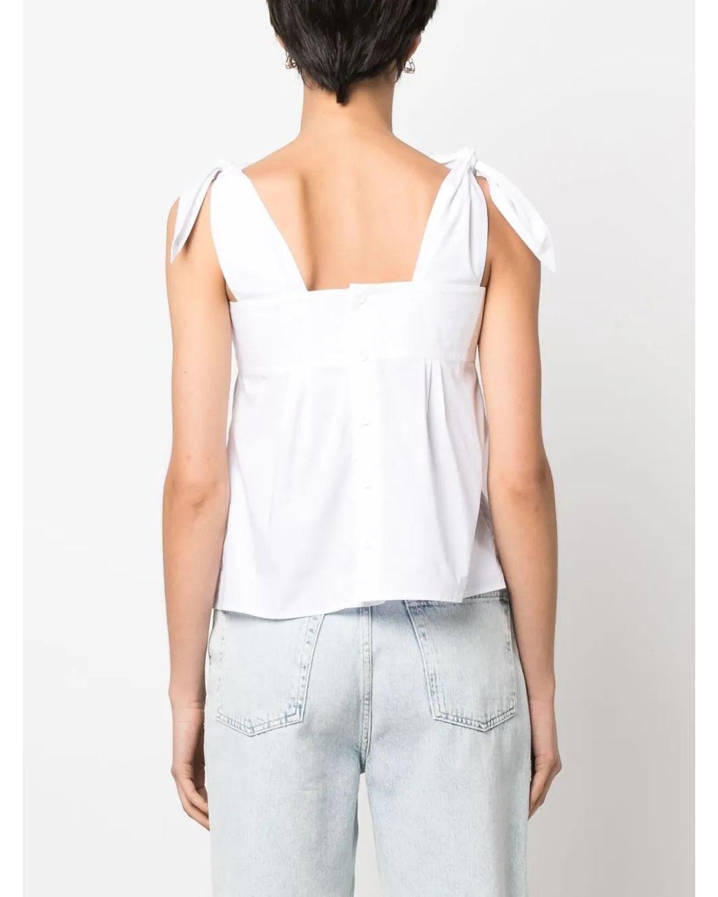 See By Chloé White Organic-Cotton Tie-Straps Blouse