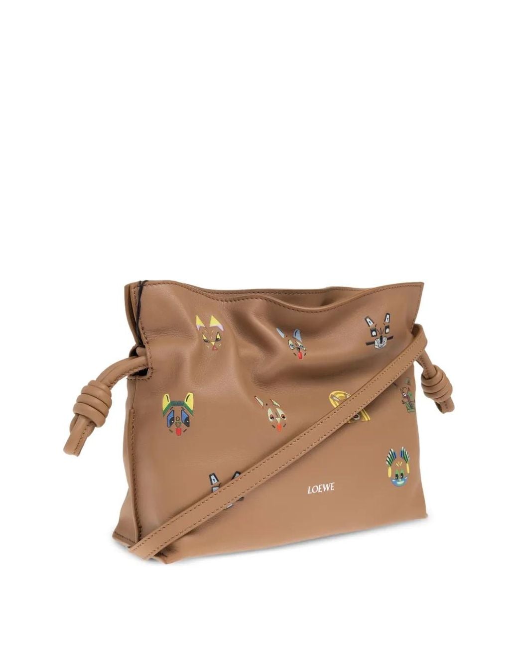 Loewe Brown Mini Flamenco Cat-Print Shoulder Bag