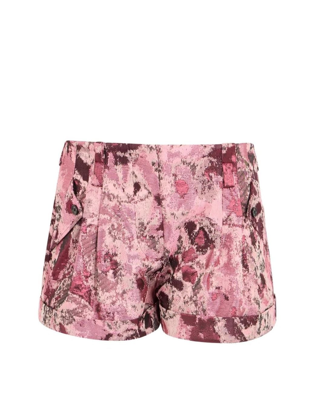 John Richmond Pink Jacquard-Woven Turn-Up Shorts