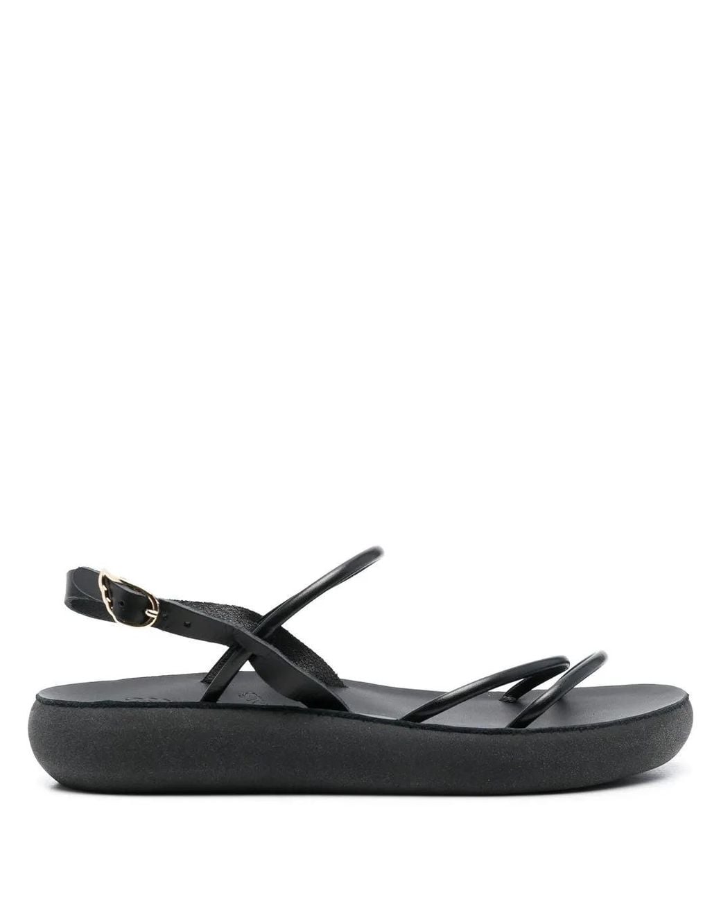 Ancient Greek Sandals Black Polis Slingback Sandals