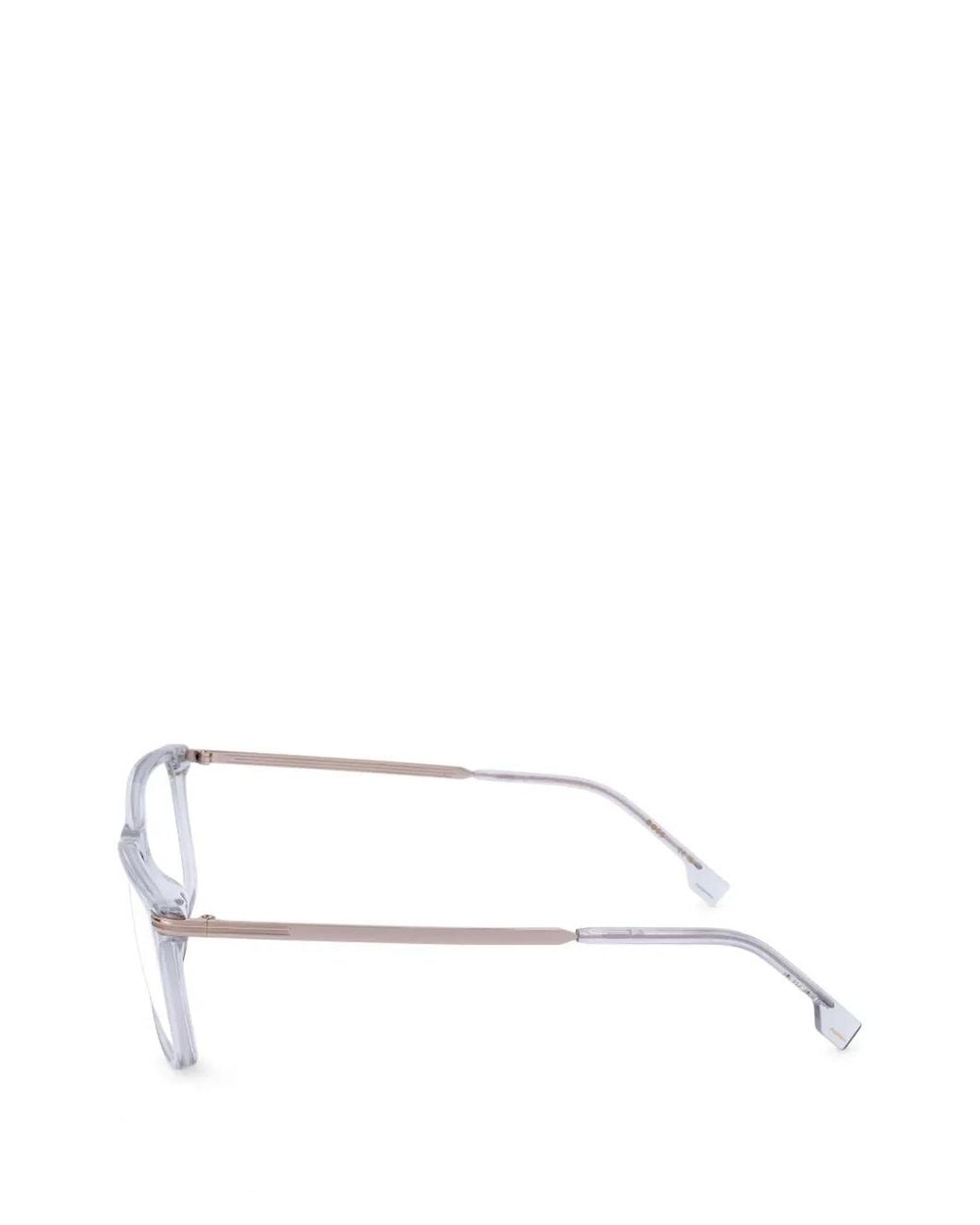 Boss White Rectangle-Frame Glasses for men