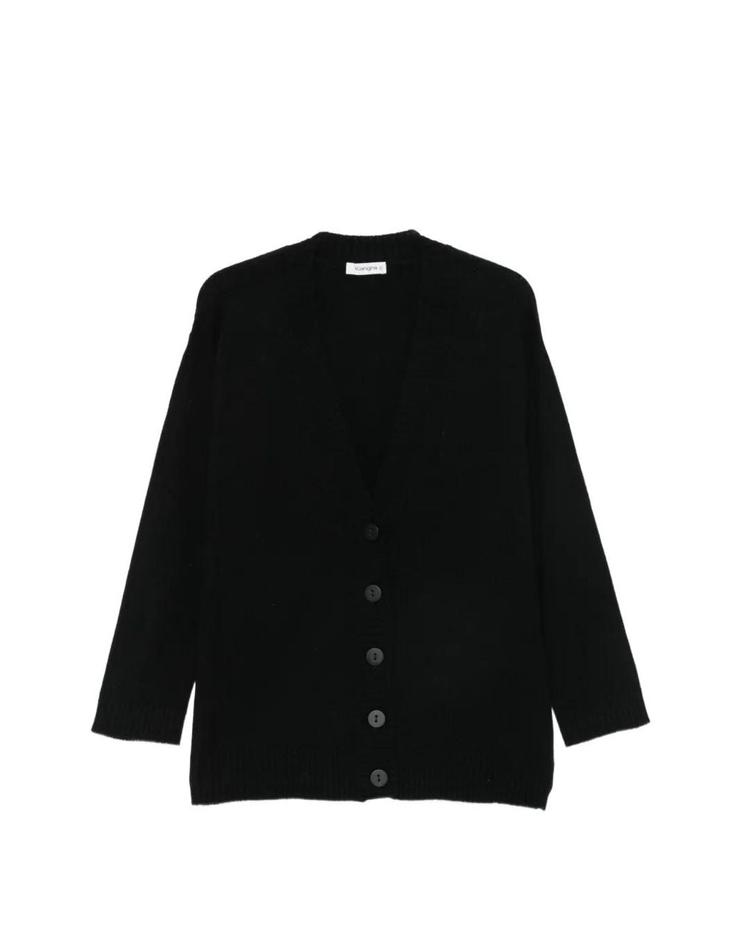 Kangra Black V-Neck Button-Up Cardigan