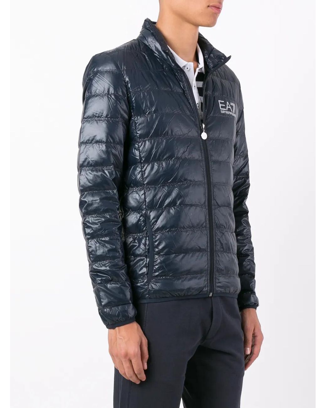EA7 Blue Short Down Jacket for men
