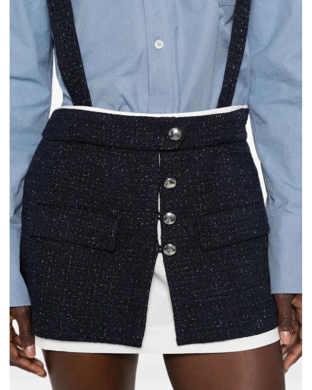 Maje Blue Contrast Tweed Shorts