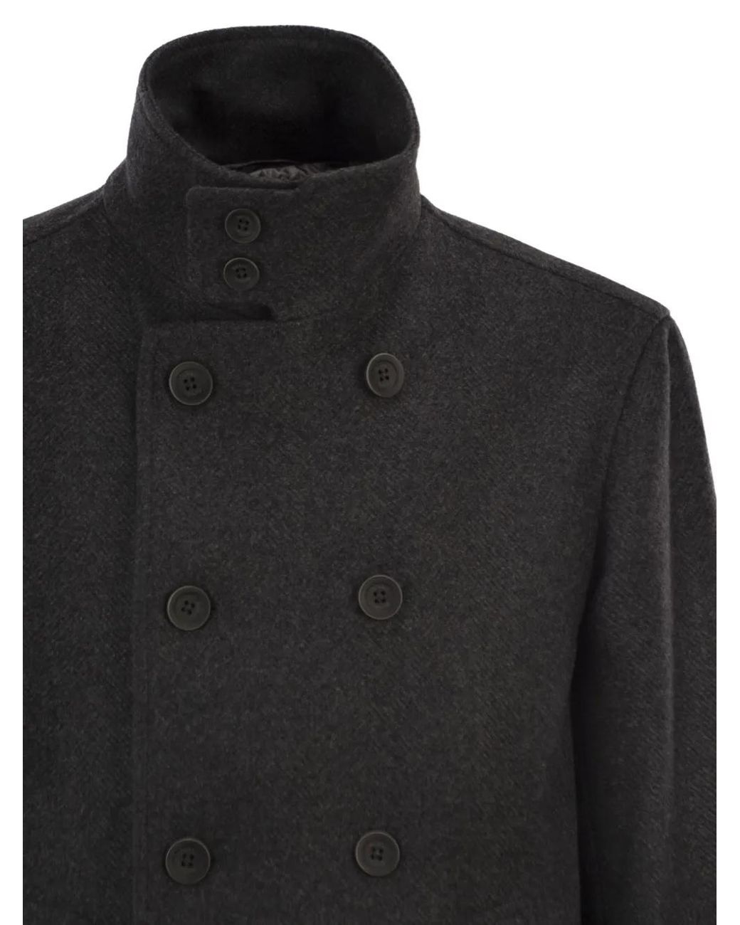 Herno Black Double-Breasted Coat for men