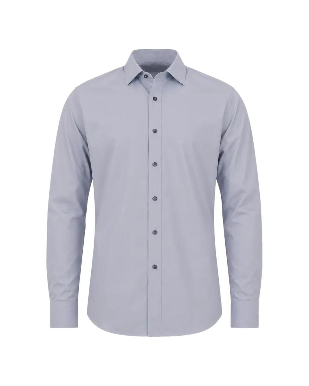 Bagutta Blue Spread-Collar Long-Sleeved Shirt for men