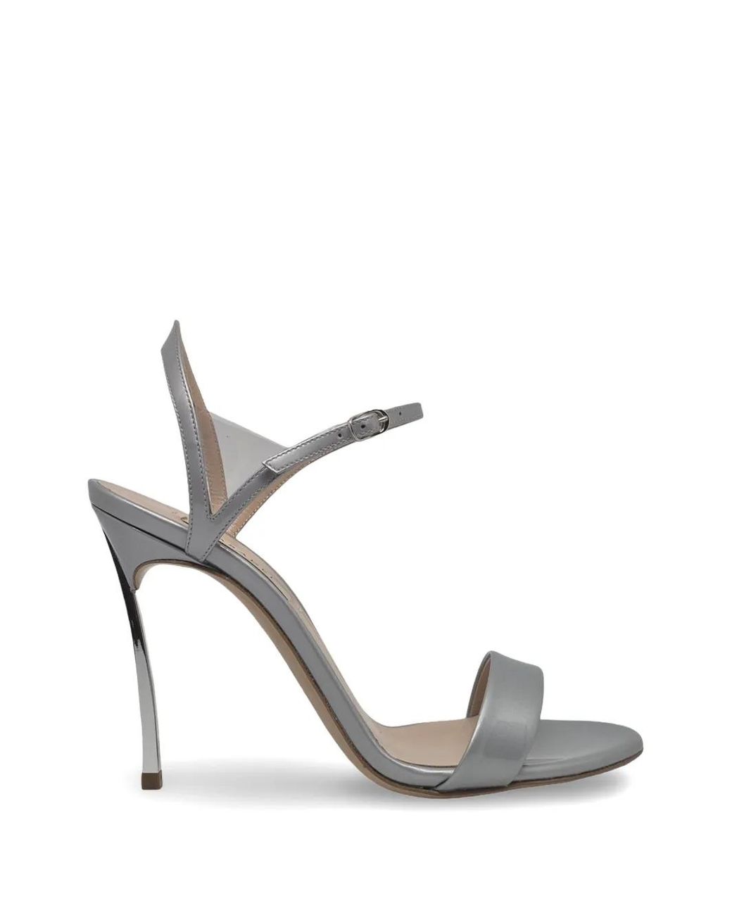 Casadei White Blade V-Celebrity Ankle-Strap Sandals
