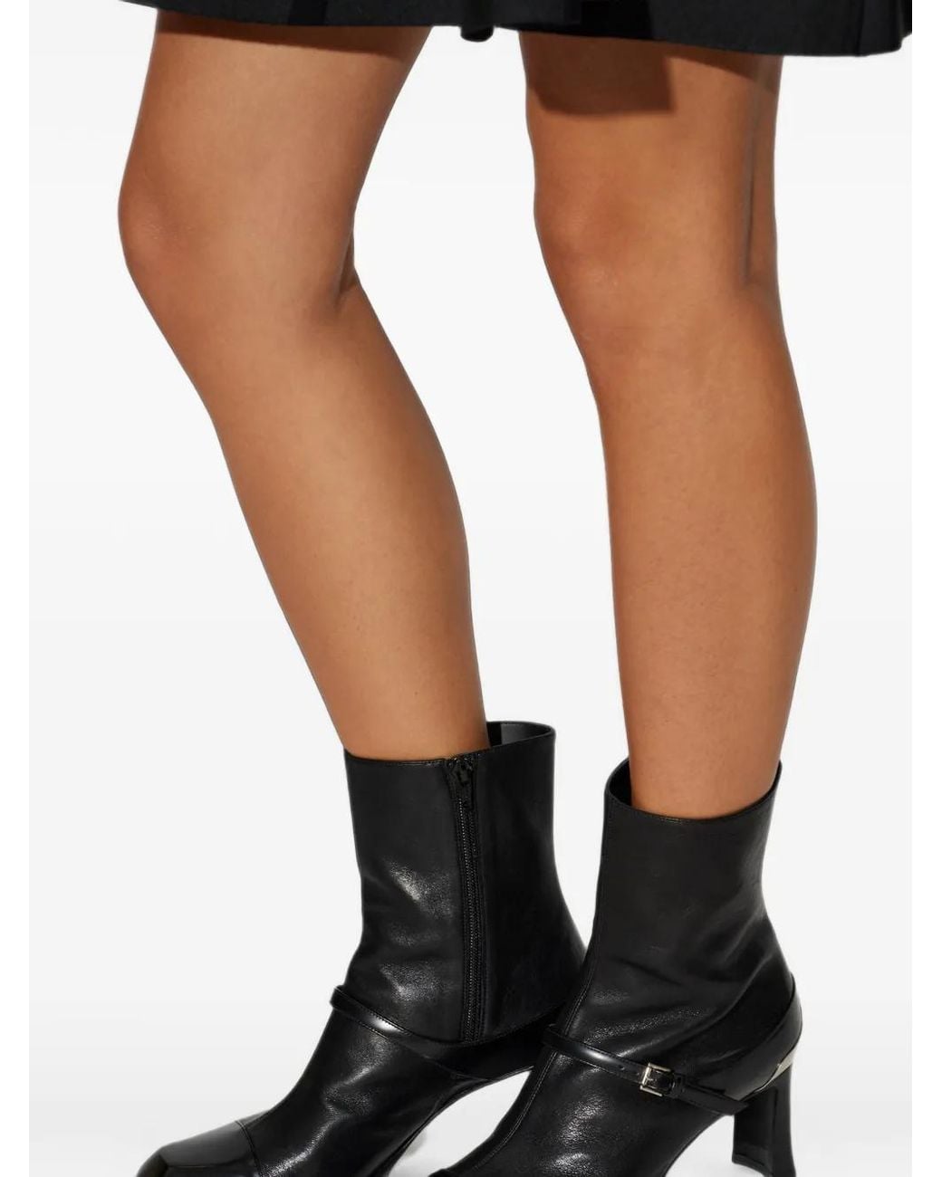 McQueen Black Niko Buckle-Strap Ankle Boots