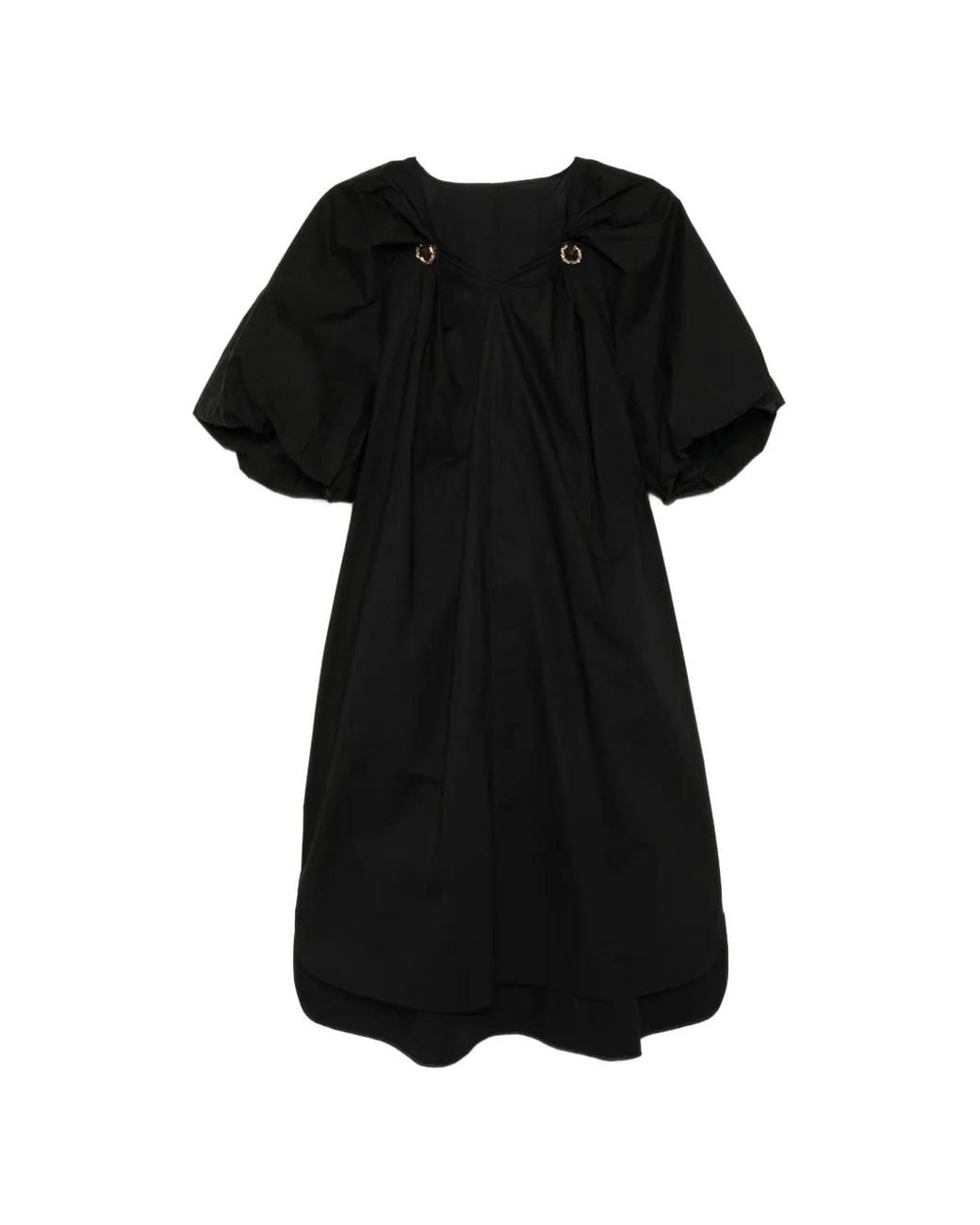 JNBY Black V-Neck Balloon Dress
