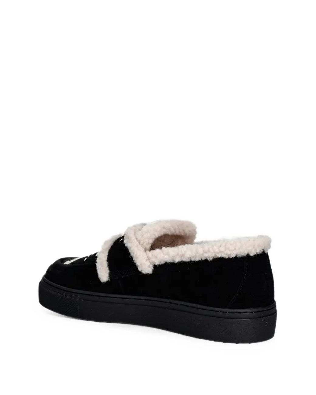 Inuikii Black Mocassins À Imprimé Vache Et Bords En Peau Lainée
