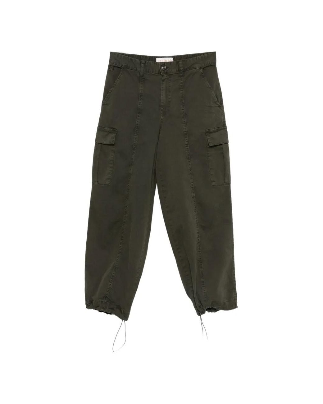 Lois Green Gabardine Wide-Leg Cargo Pants