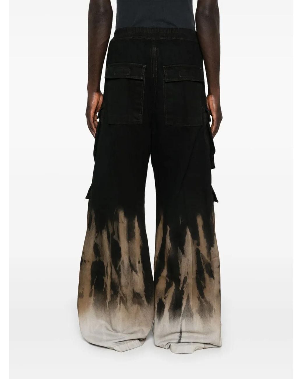 Rick Owens Black Double Cargo Jumbo Belas Jeans for men
