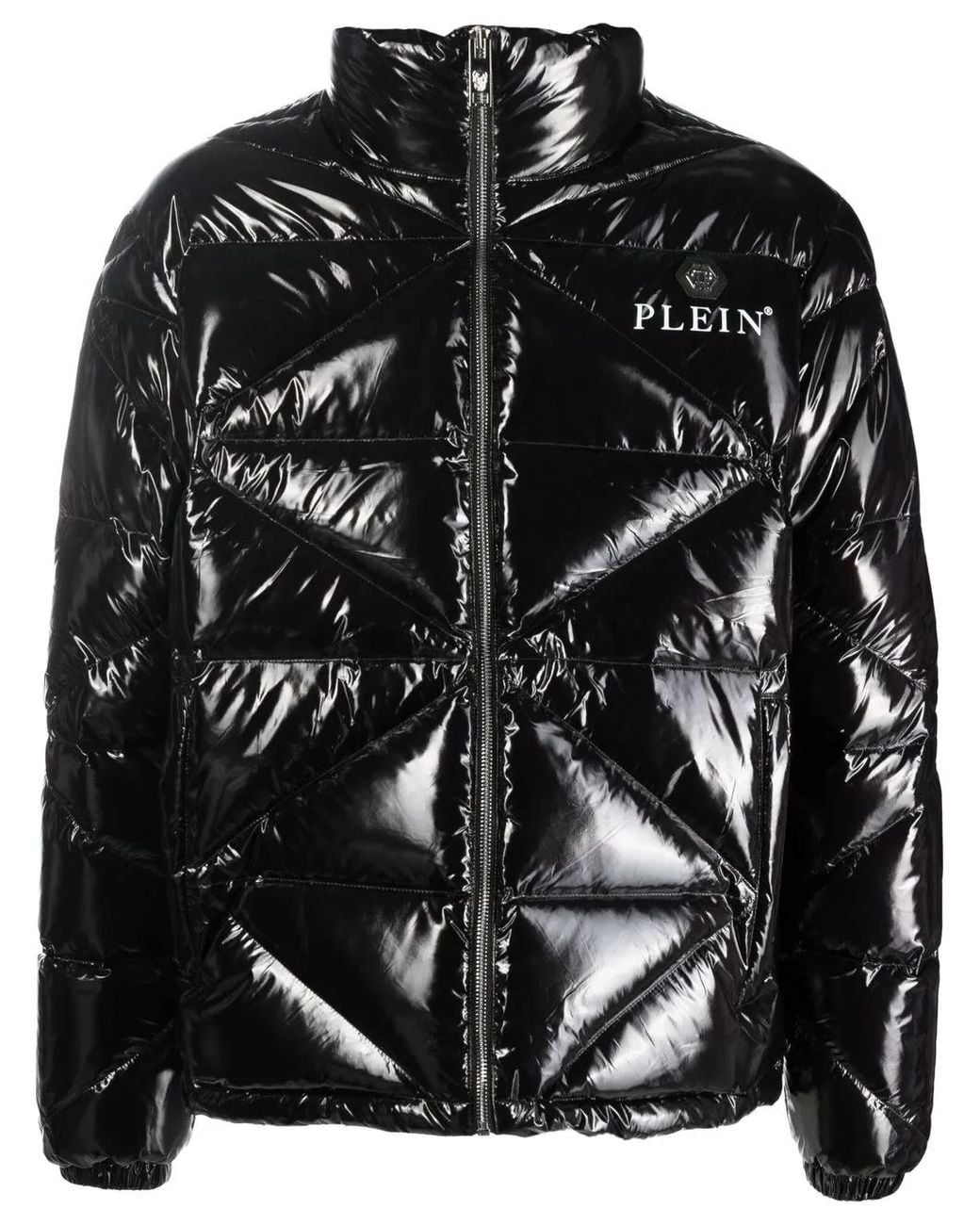 Philipp Plein Black Padded High-shine Jacket for men