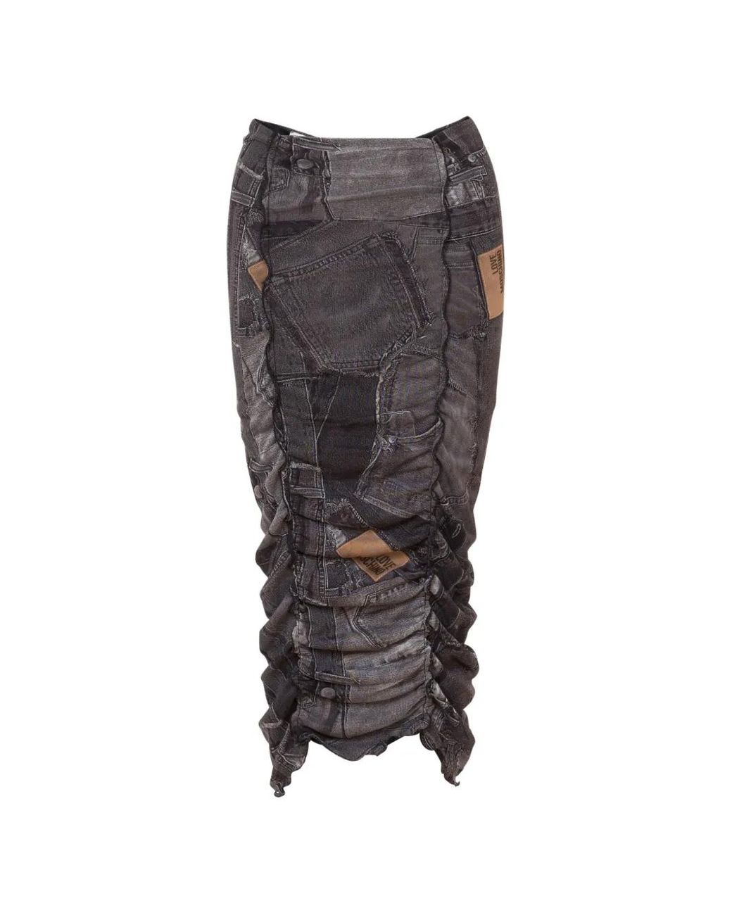 Love Moschino Gray Printed Mesh Skirt