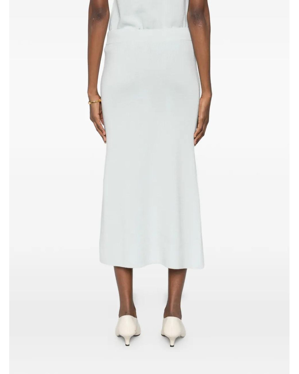Jil Sander White Button-Detail Midi Skirt