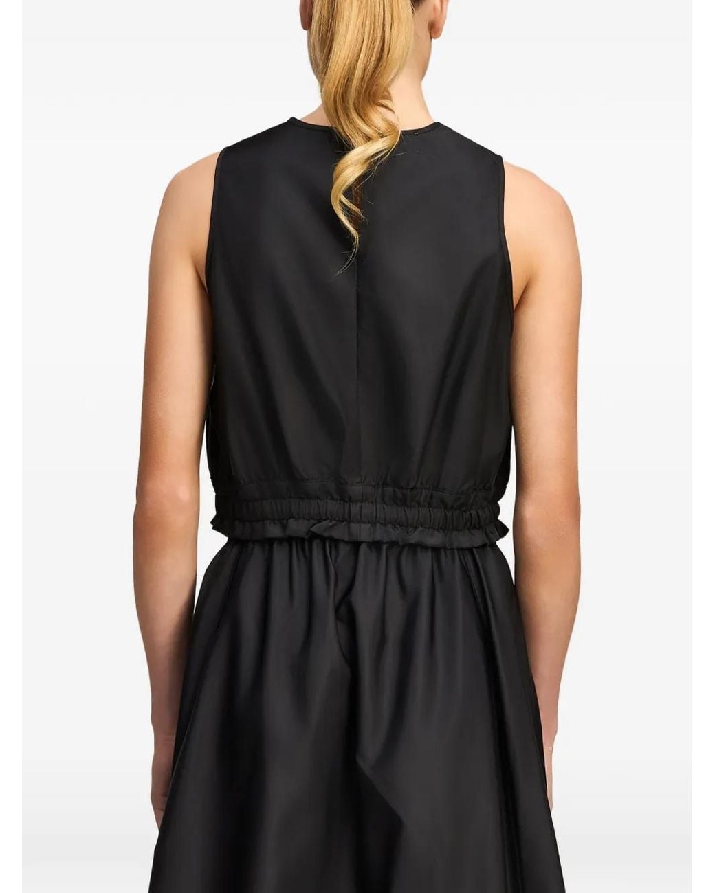 Cinq À Sept Black Elisabetta Drawstring Cropped Top