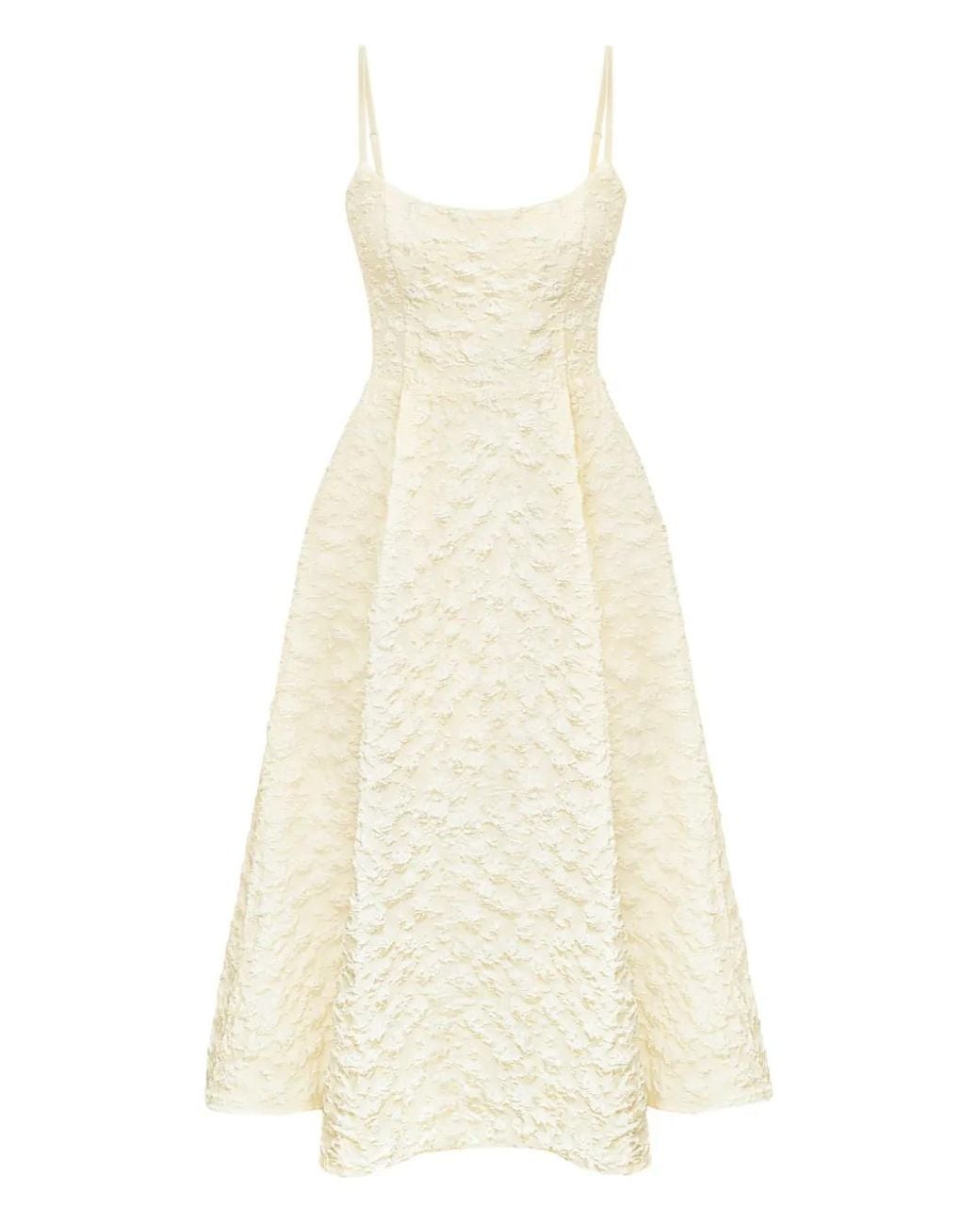 POST MERIDIEM White Jacquard Corset Midi Dress