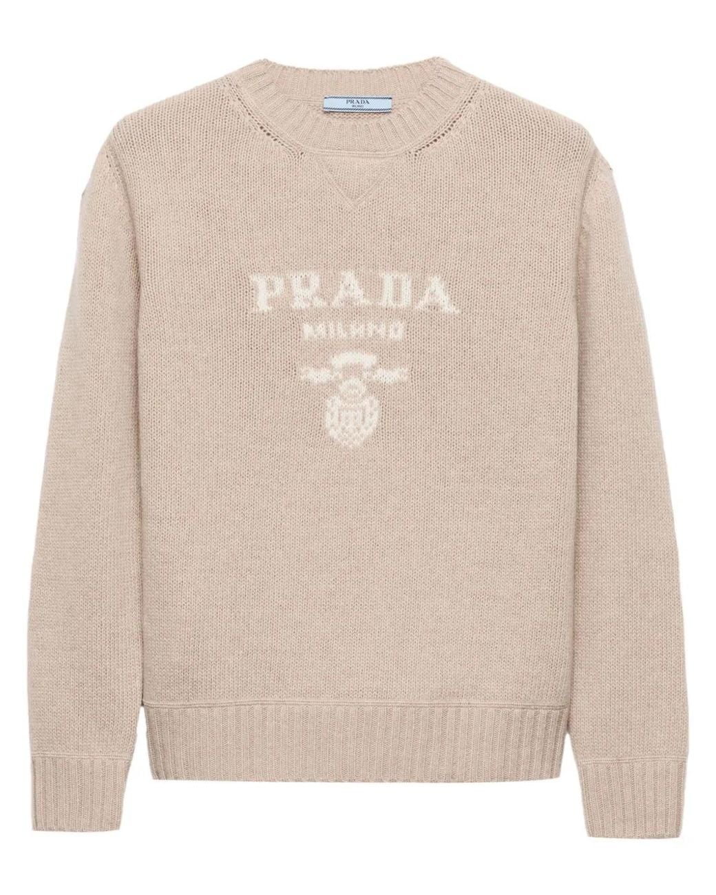 Pull À Logo Intarsia Prada en coloris Natural