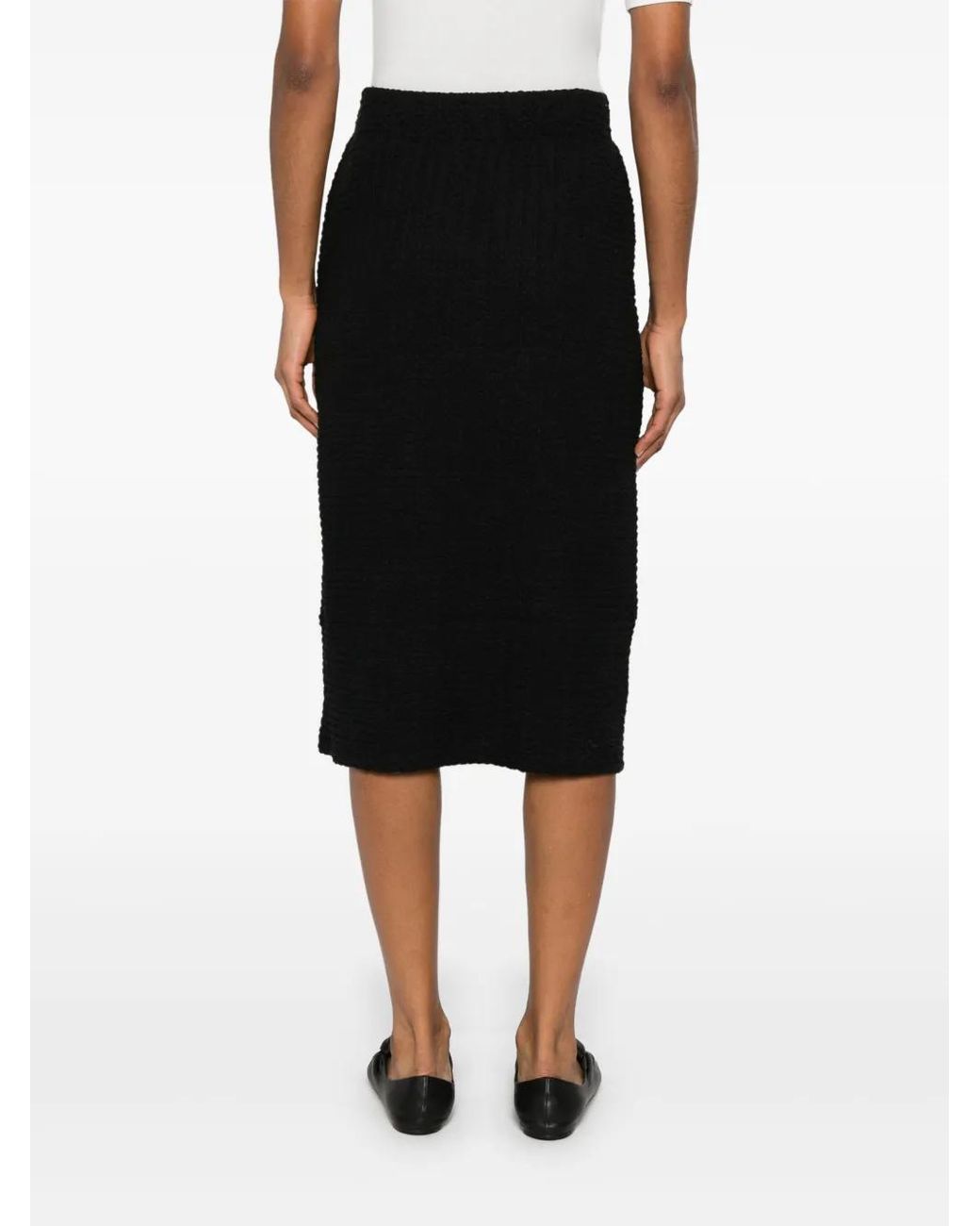 Vince Black Smocked Midi Skirt
