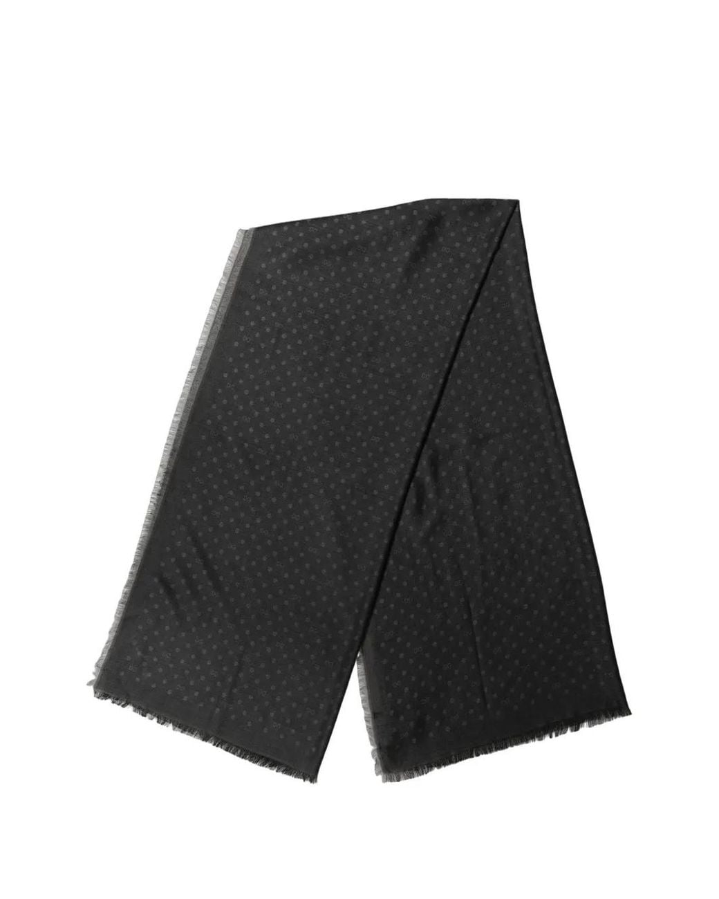 Dolce & Gabbana White Polka-Dot Frayed Scarf for men