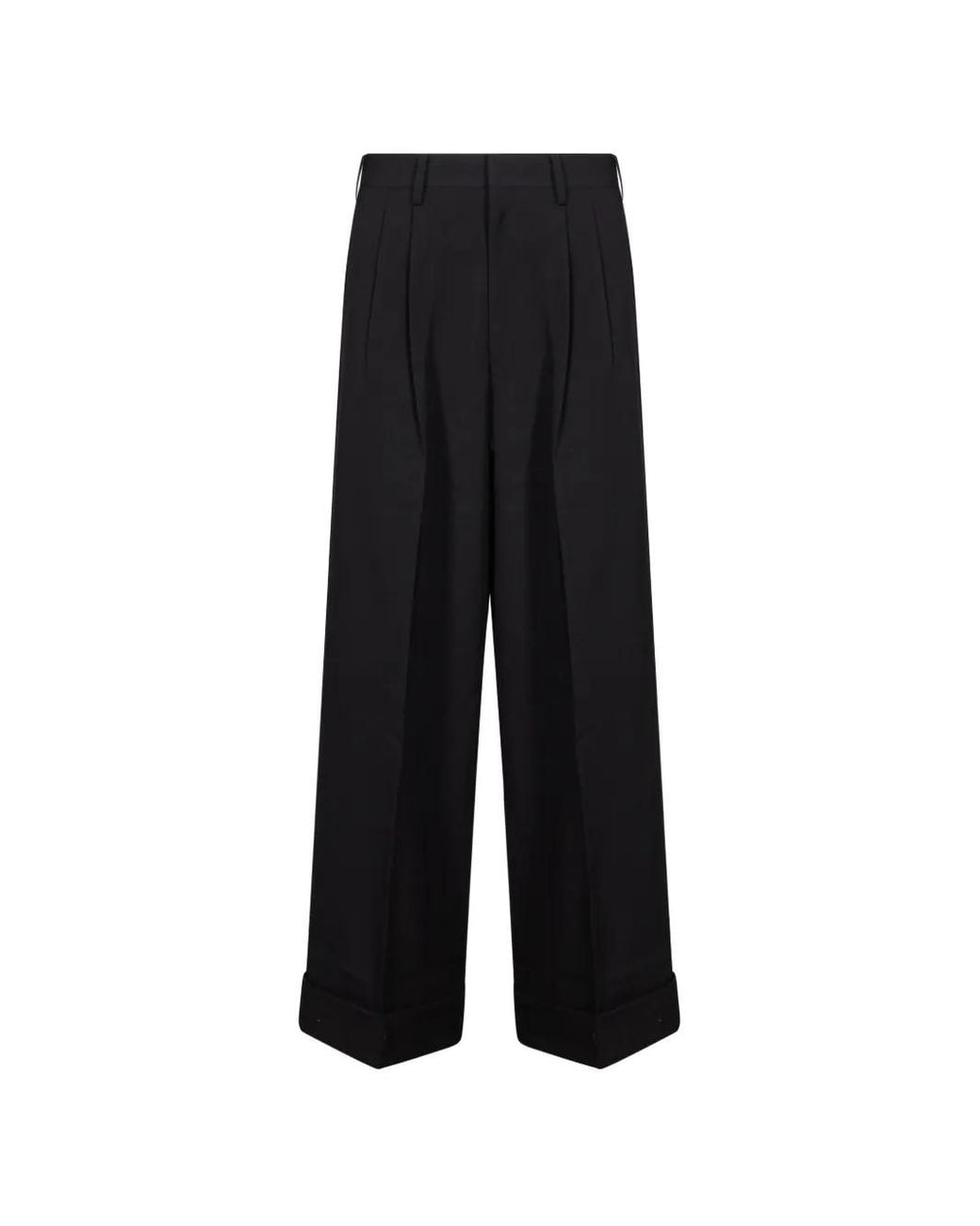 Junya Watanabe Black Pleated Turn-Up Trousers