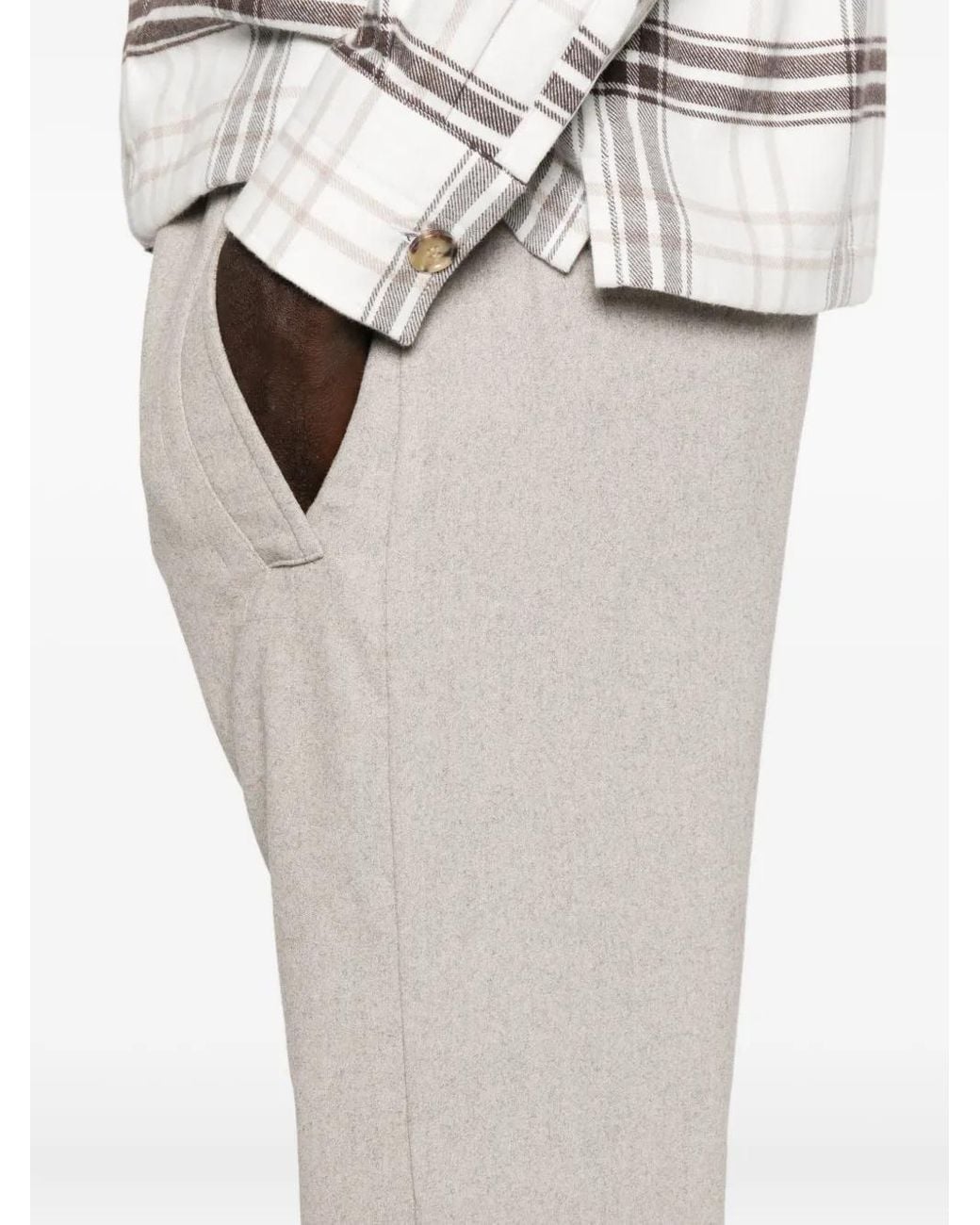 Eleventy White Elastic-Waistband Trousers for men