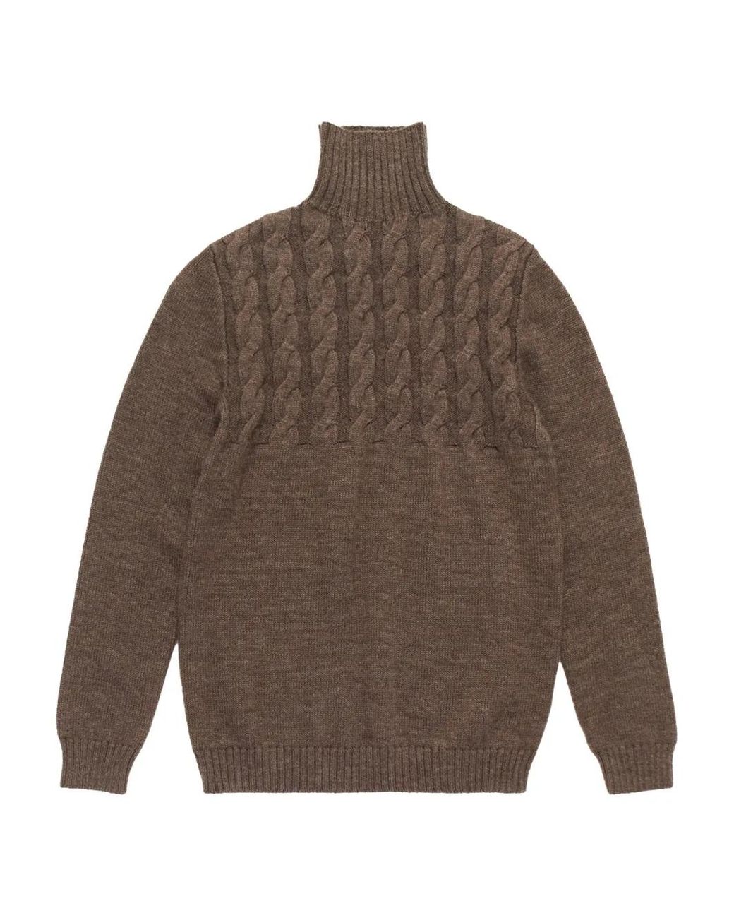 Maison Margiela Brown Cable-Knit Turtleneck Jumper