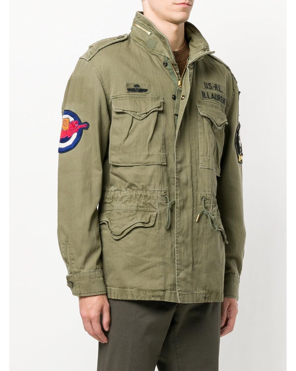 Polo Ralph Lauren Patch Appliqué Military Jacket in Green for Men | Lyst