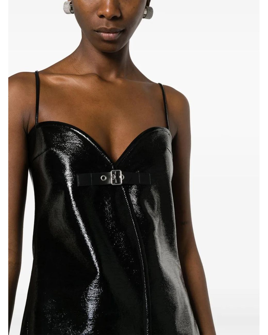 Courreges Black High-Shine Mini Dress