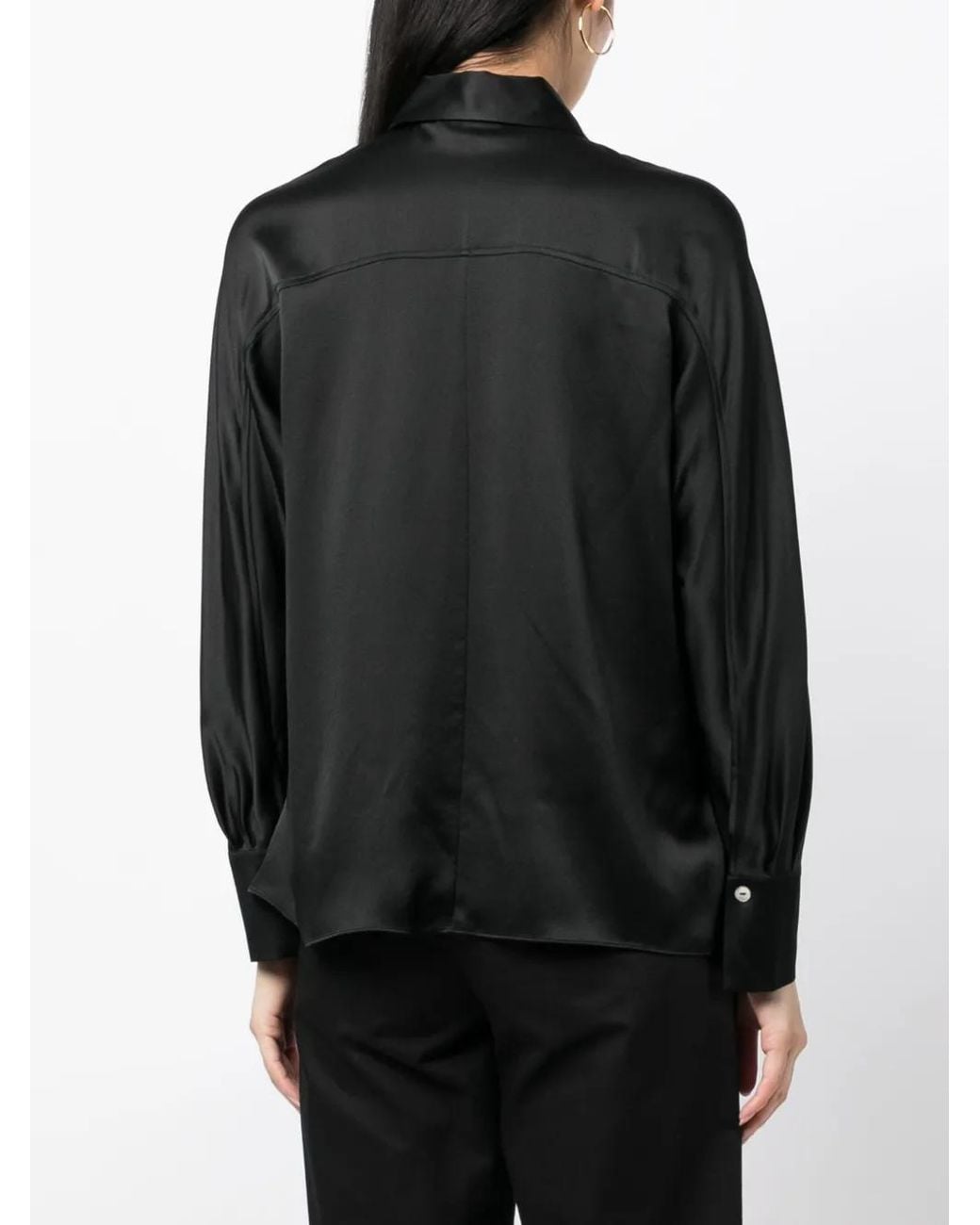 Vince Black Silk Long-Sleeve Blouse