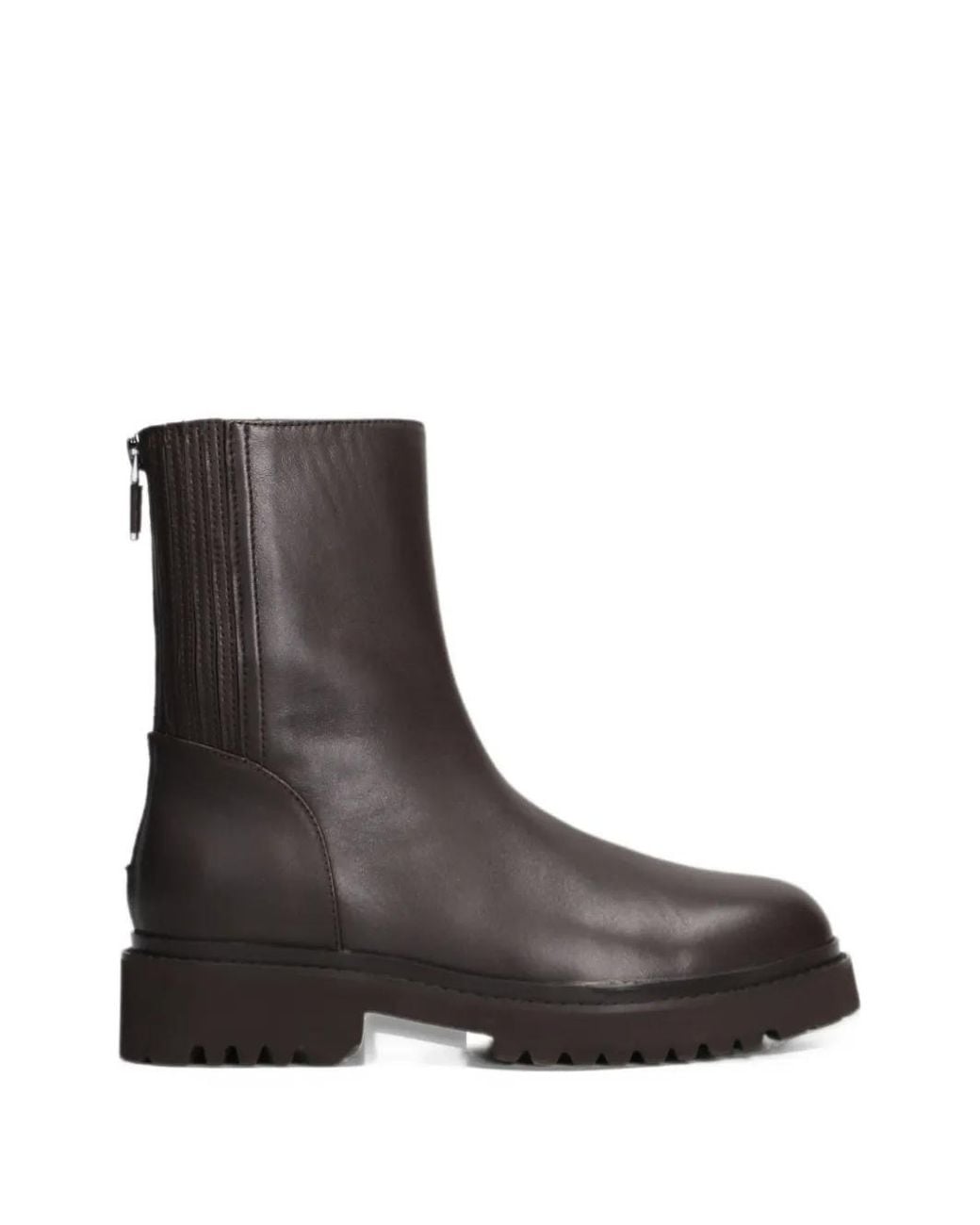 Lola Cruz Brown Ribbed-Panel Leather Chelsea Boots