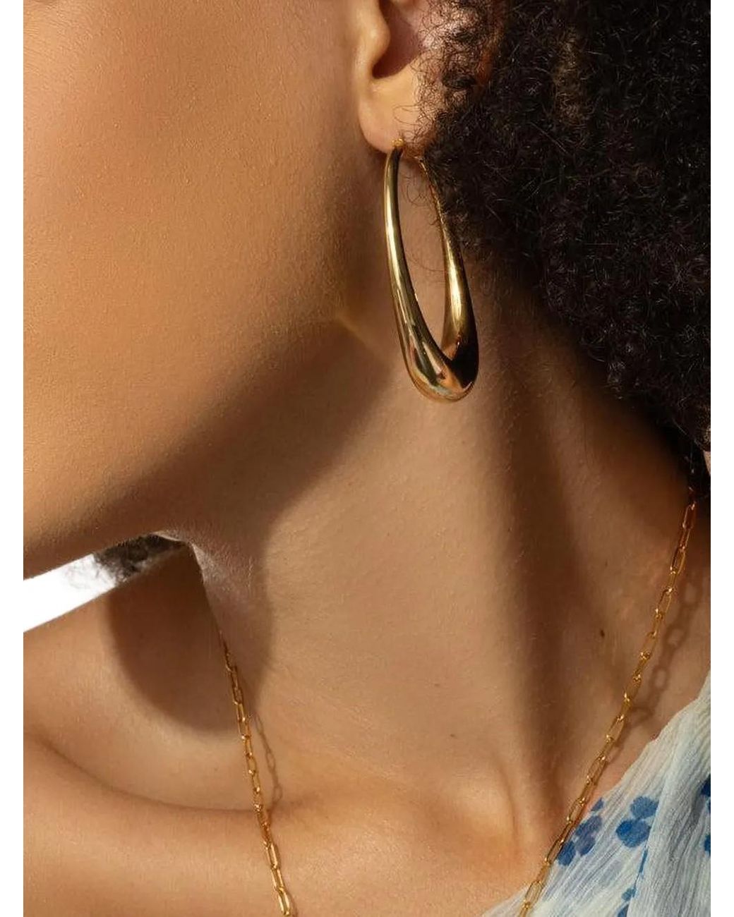 Lisa Nik Metallic 18K Elongated Oval Hoop Earrings