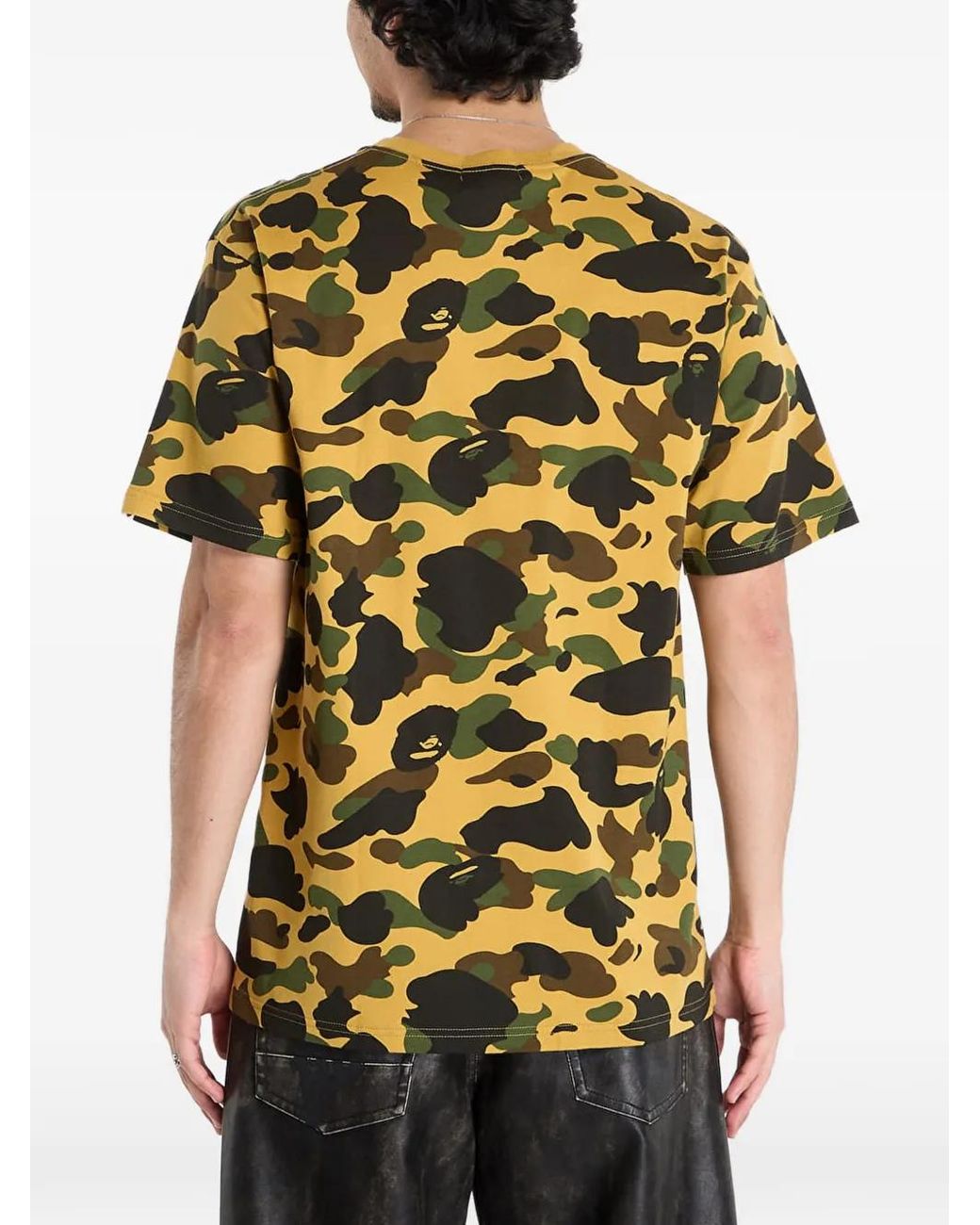 A Bathing Ape Yellow Camouflage Rhinestone T-Shirt