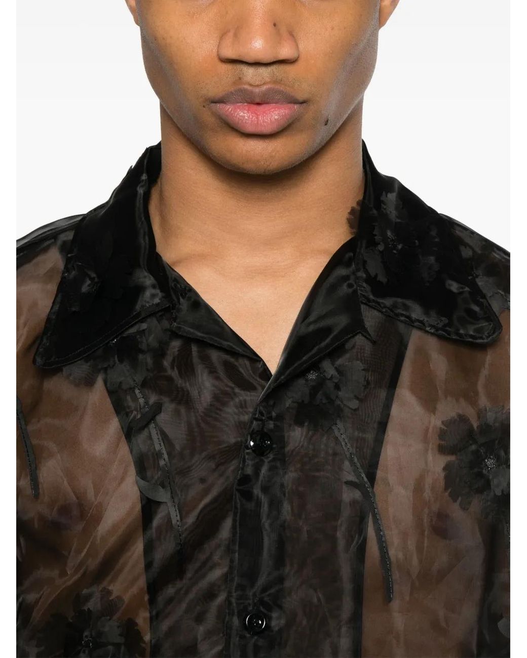 Simone Rocha Black Sheer Shirt for men