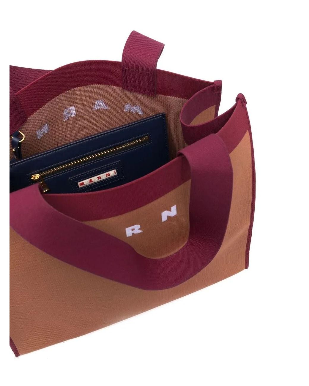 Marni Red Logo Print Tote Bag