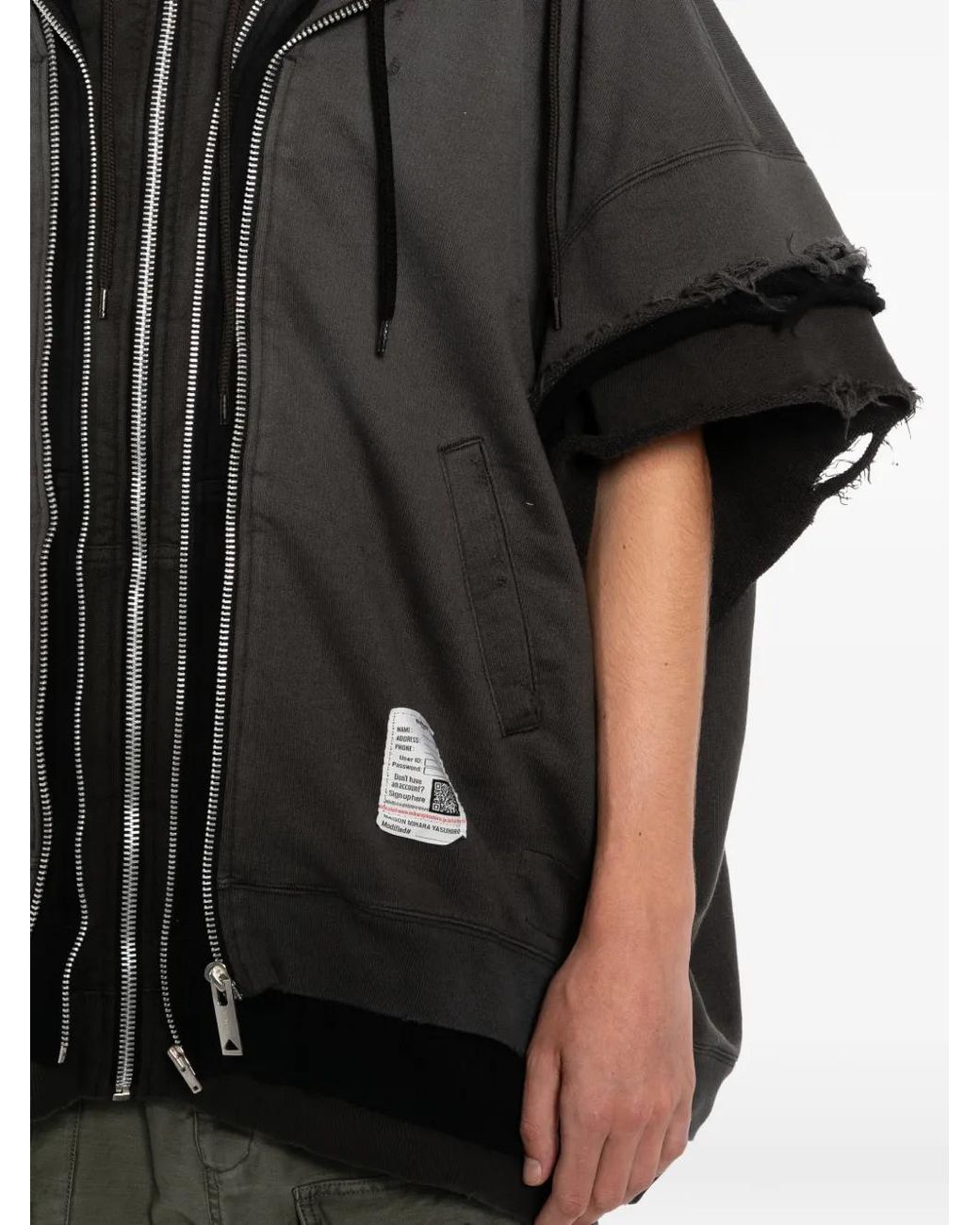 Maison Mihara Yasuhiro Black Triple Layered Zip-Up Sweat Vest for men