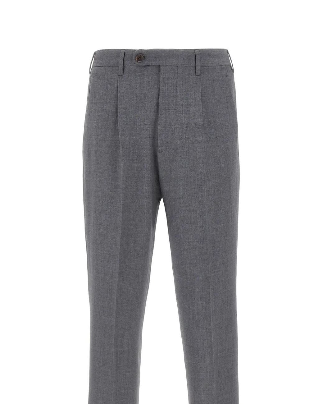 Devore Gray Pleated-Front Trousers for men