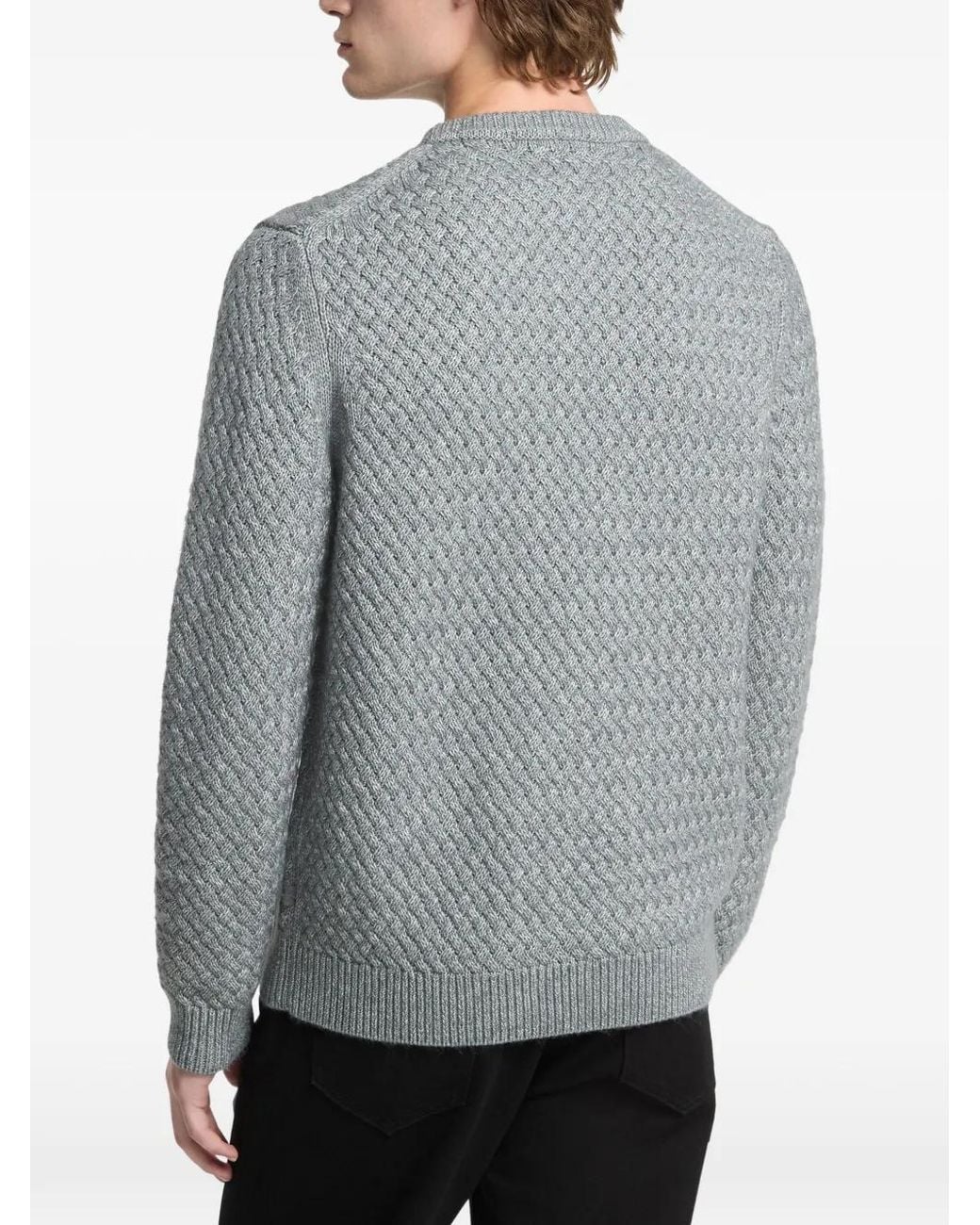 Michael Kors Gray Crosshatch Cotton Blend Sweater for men
