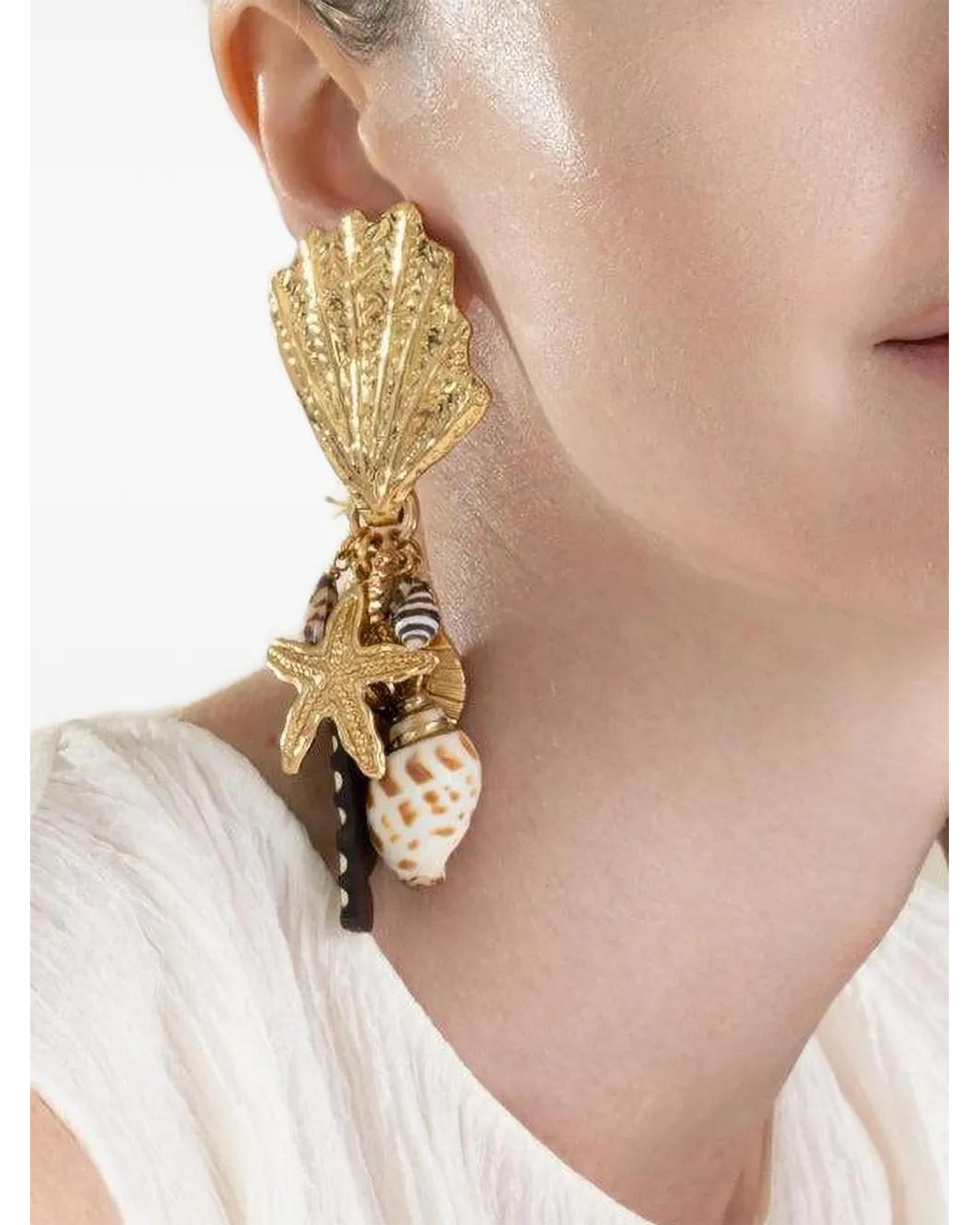 Gas Bijoux Metallic Shellita Beach Charm Earrings