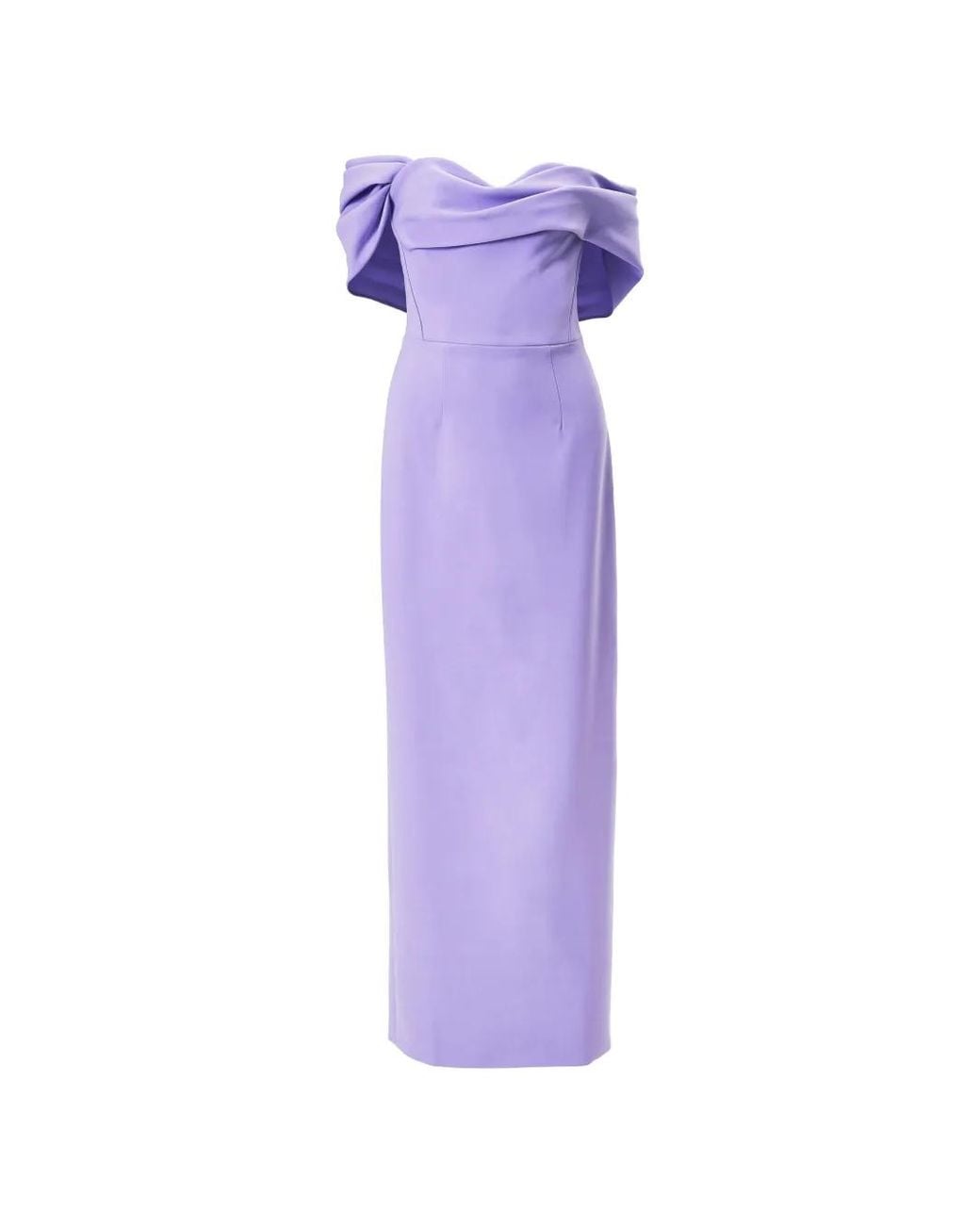 Carolina Herrera Purple Draped Off-Shoulder Column Gown