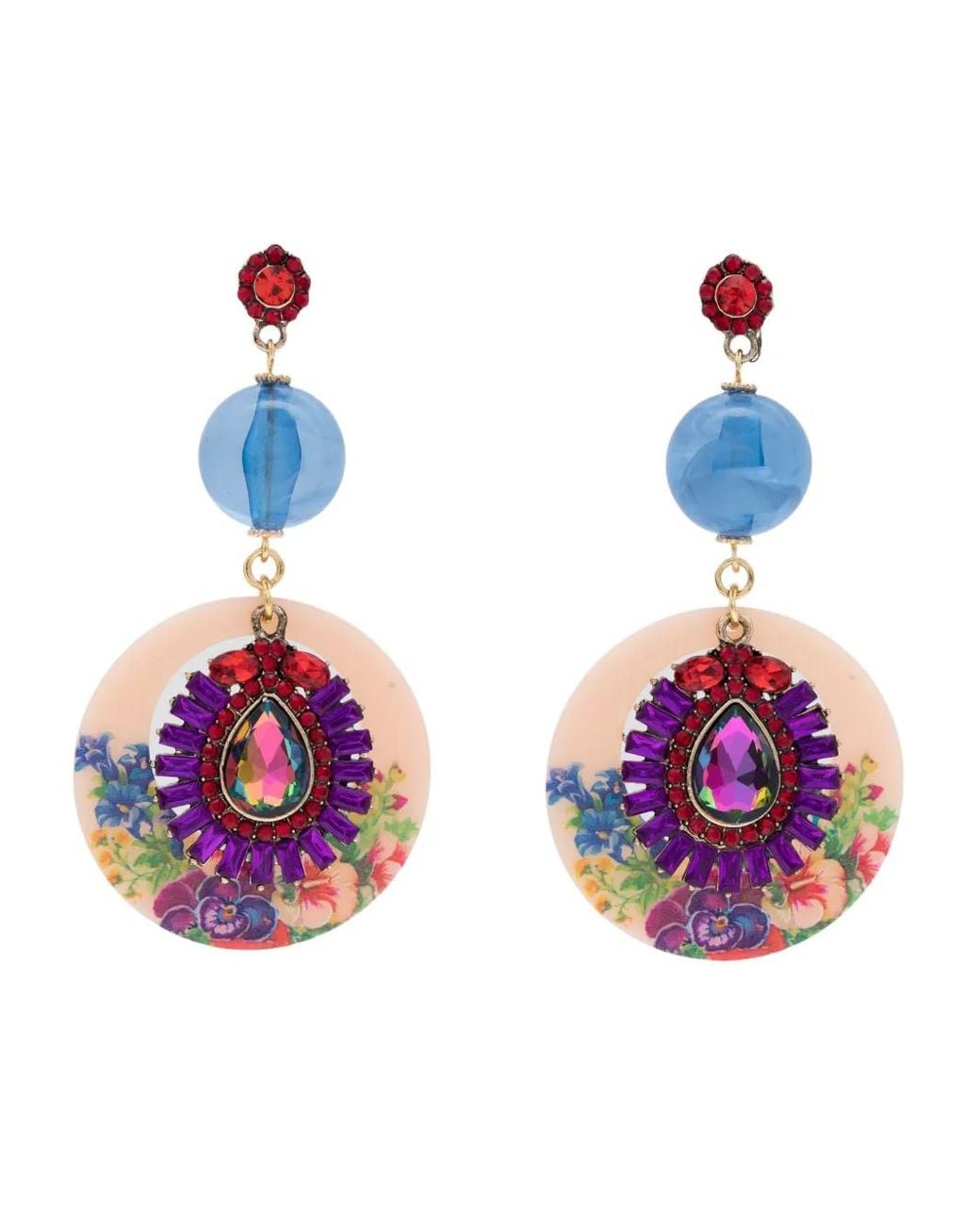 Amir Slama Pink Crystal-Embellished Drop Earrings
