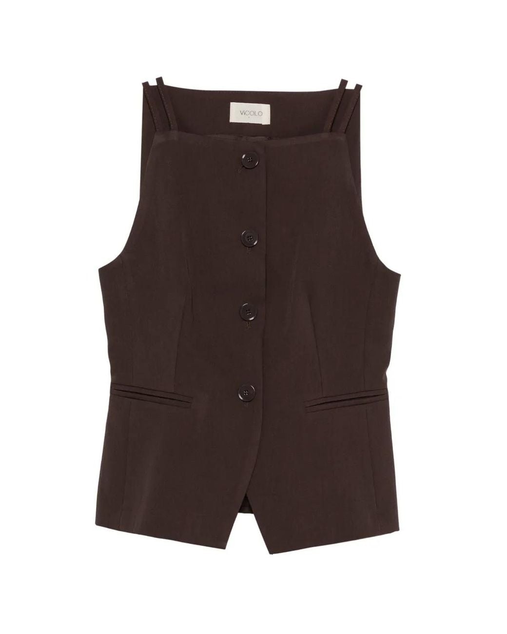 ViCOLO Button-Up Top in het Brown