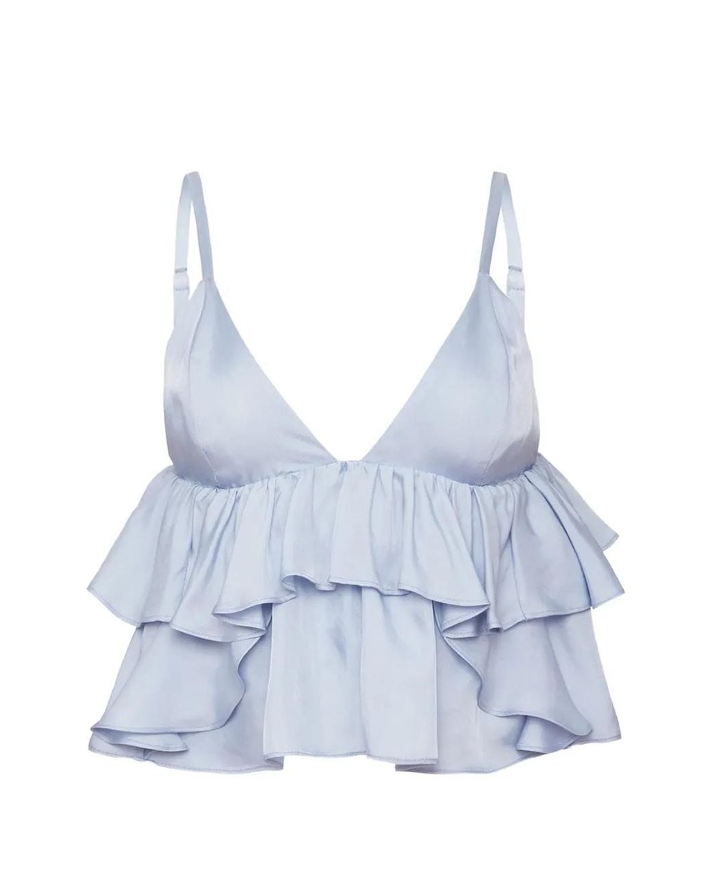 Fleur du Mal Blue Ruffled Top
