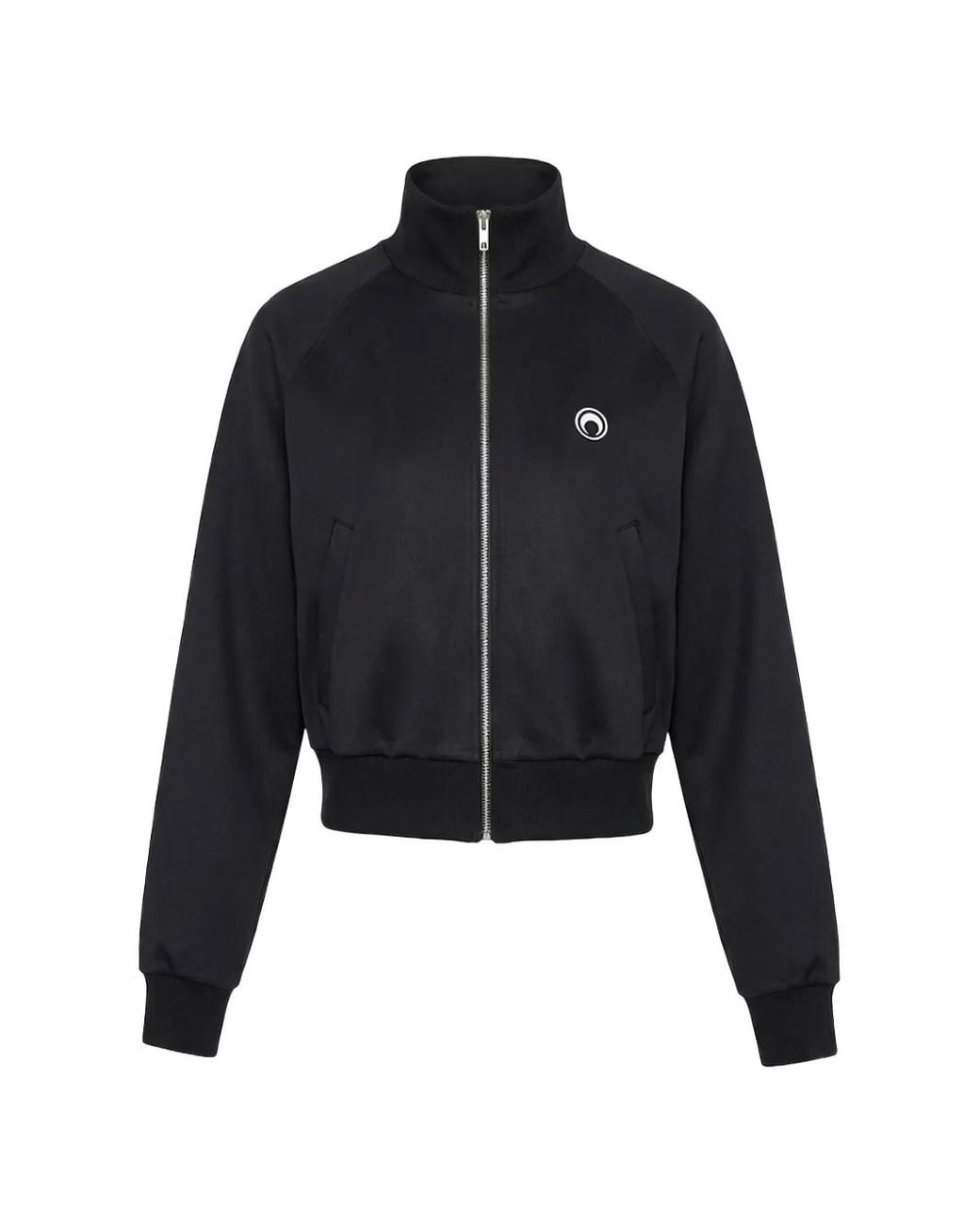 MARINE SERRE Black Sweat Zippé À Logo Lune En Coton Biologique