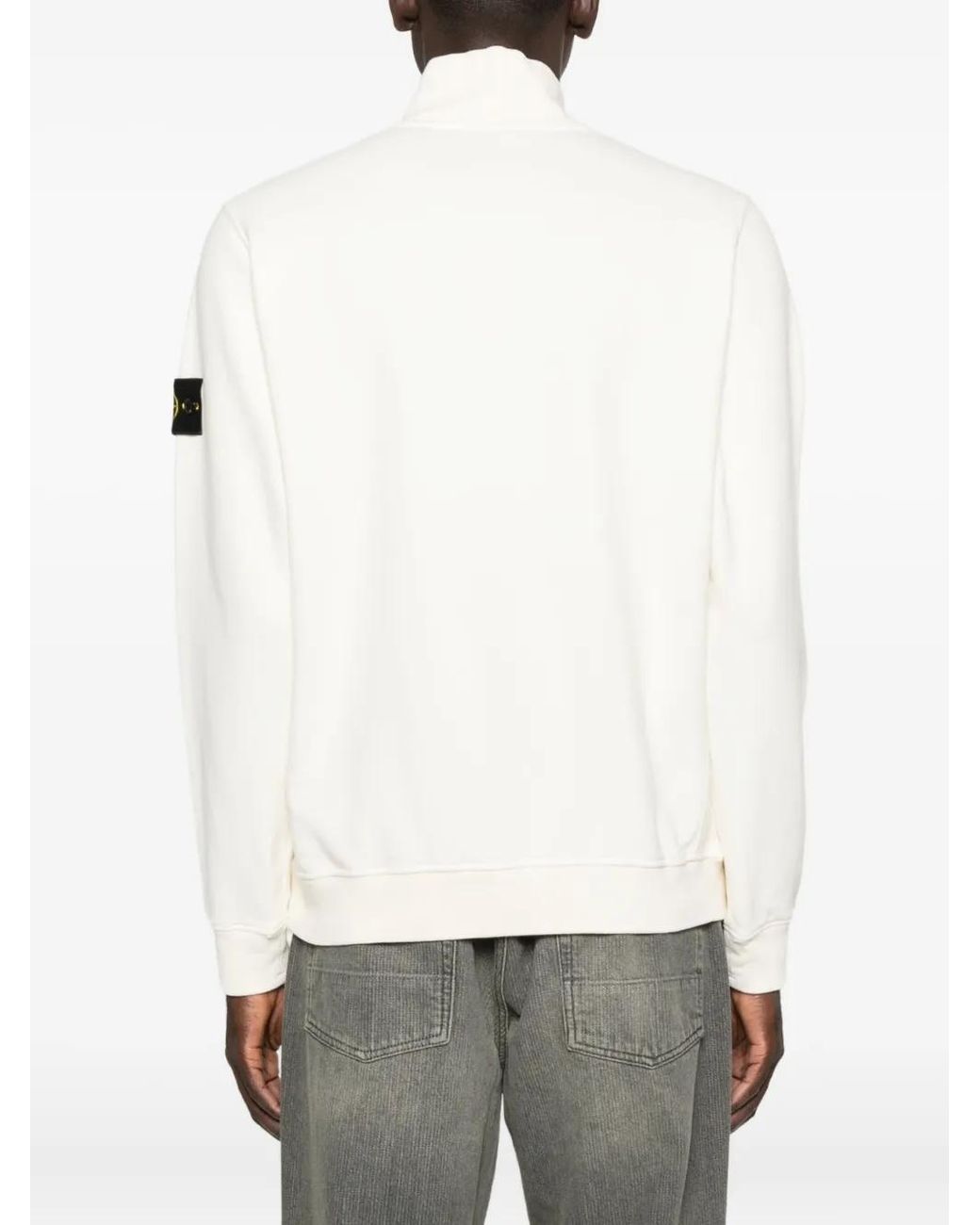 Stone Island White Logo-Patch Sweatshirt for men